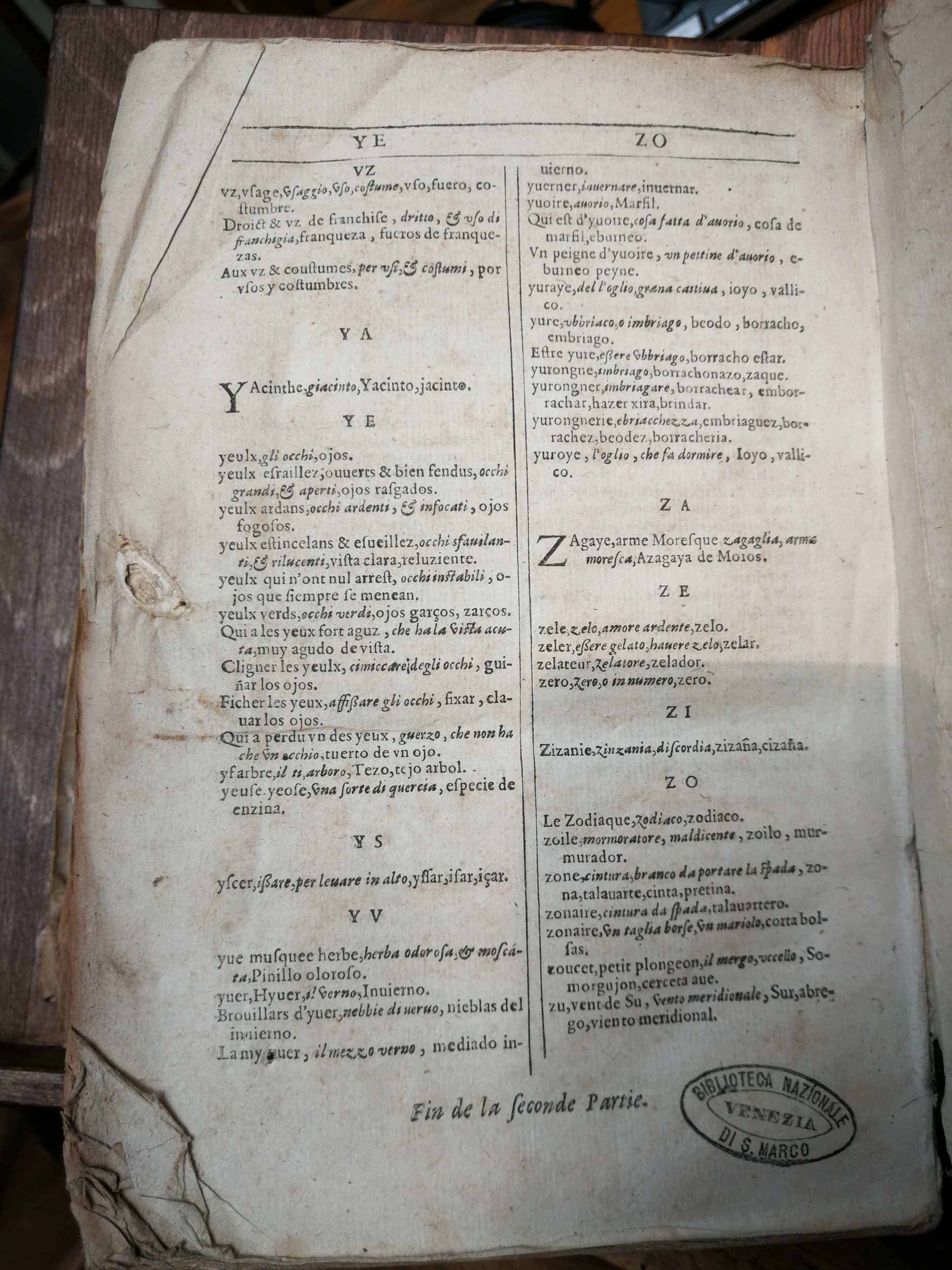 1609 - Philippe Albert et Alexandre Pernet - Trésor des trois langues française, italienne et espagnole (Seconde partie ) - Venezia Marciana 1609 - Philippe Albert et Alexandre Pernet - Trésor des trois langues française, italienne et espagnole (Seconde partie ) - Venezia Marciana
