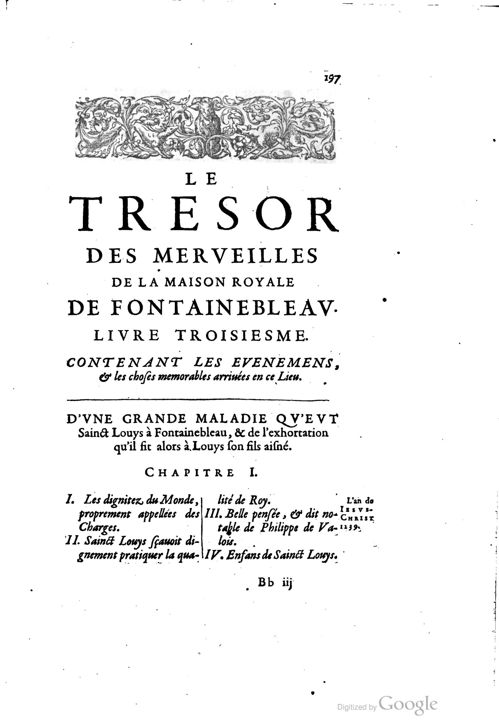 1642 - Sébastien Cramoisy - Trésor des merveilles de la maison royale de Fontainebleau - BM Lyon
