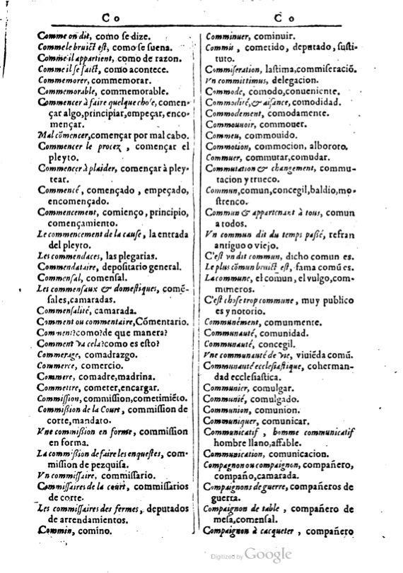 1616 - Veuve Marc Orry - Trésor des deux langues espagnole et française (Première et Seconde parties) - BM Lyon