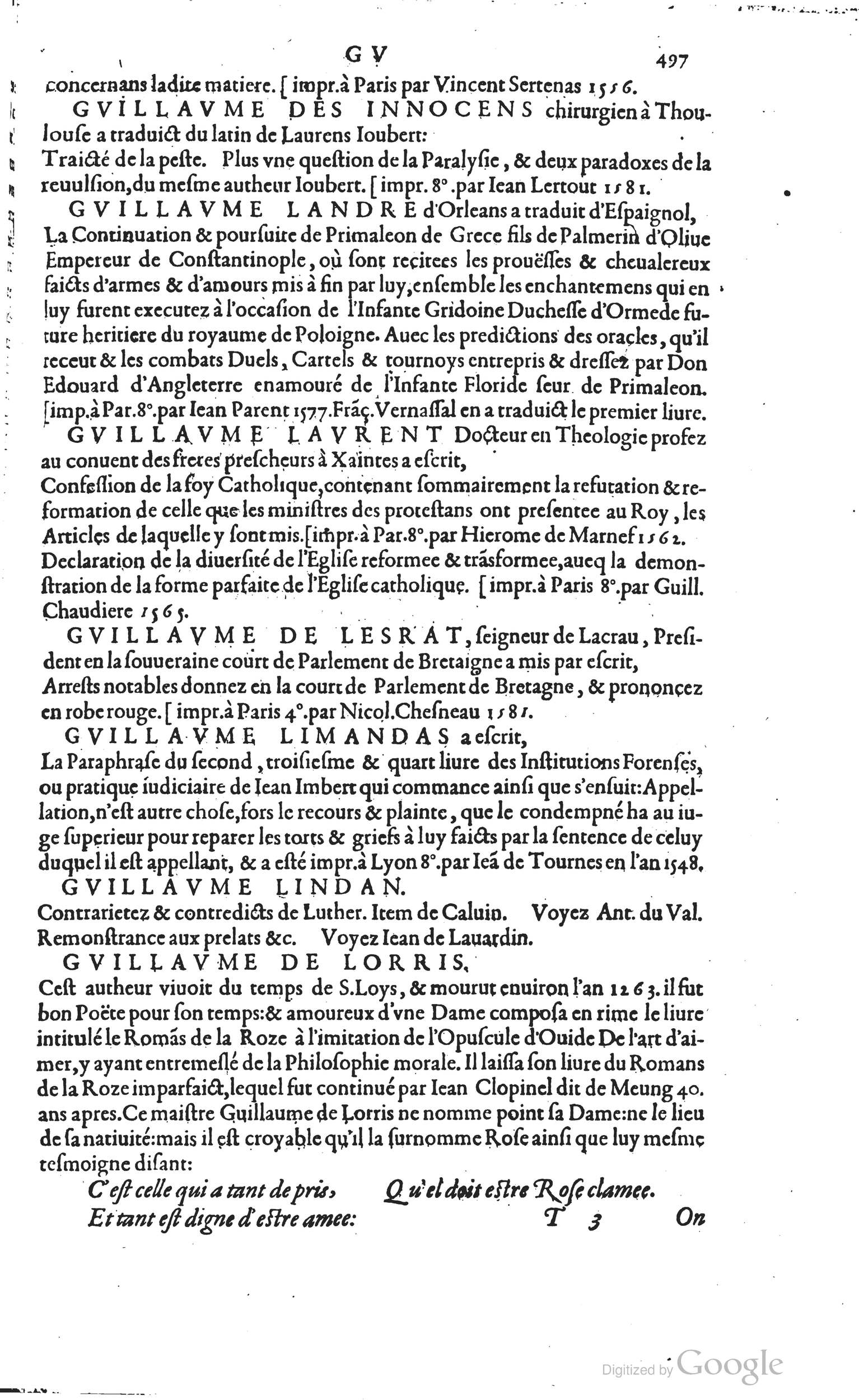 1585 - Barthélemy Honorat - Bibliothèques françaises - BSB Munich