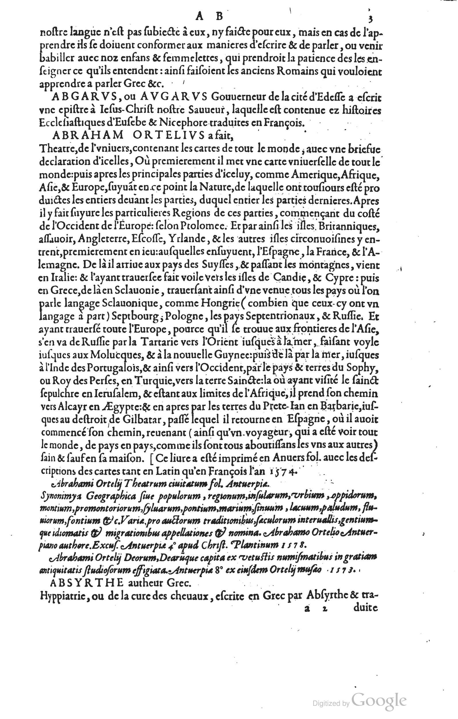1585 - Barthélemy Honorat - Bibliothèques françaises - BSB Munich