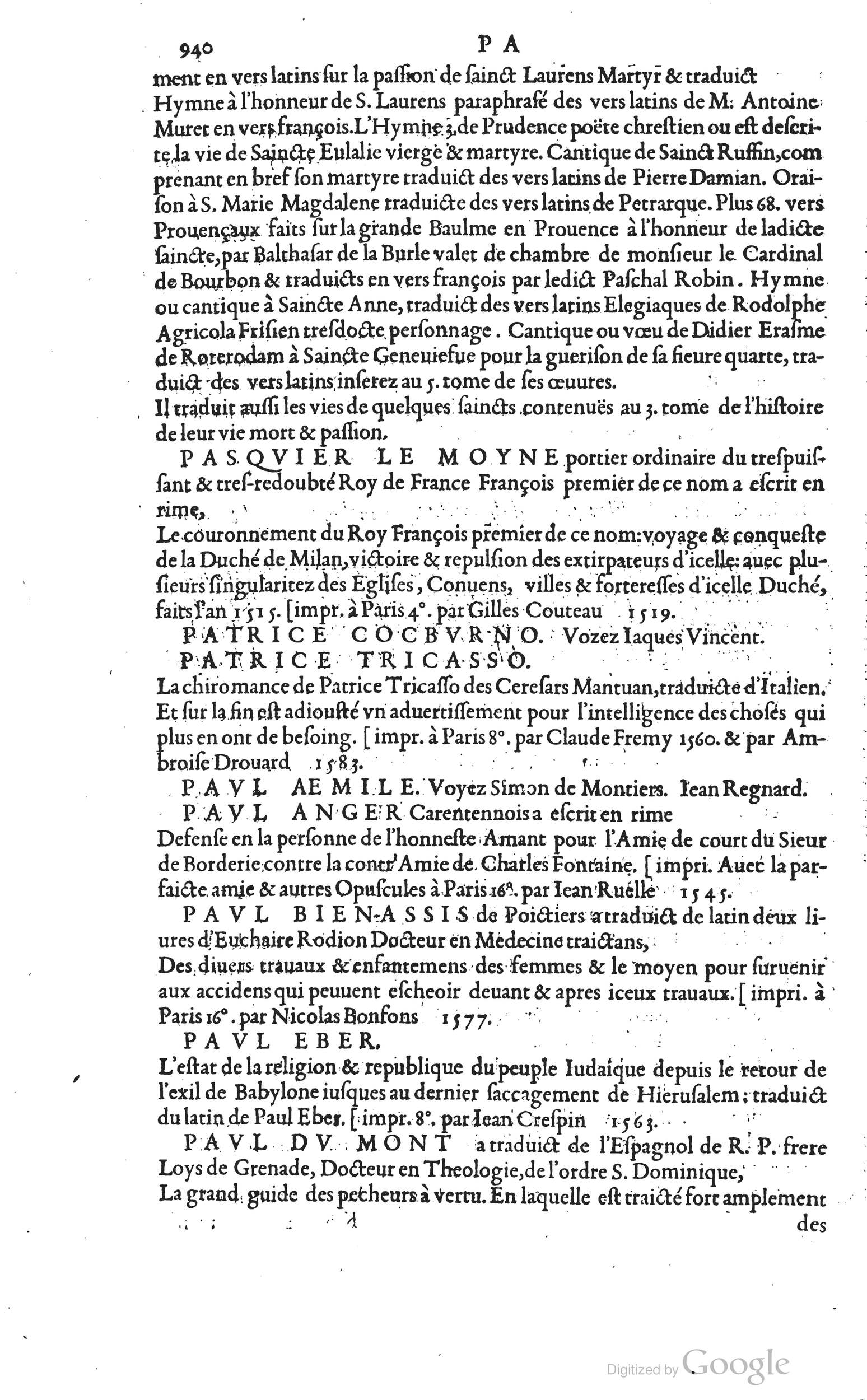1585 - Barthélemy Honorat - Bibliothèques françaises - BSB Munich