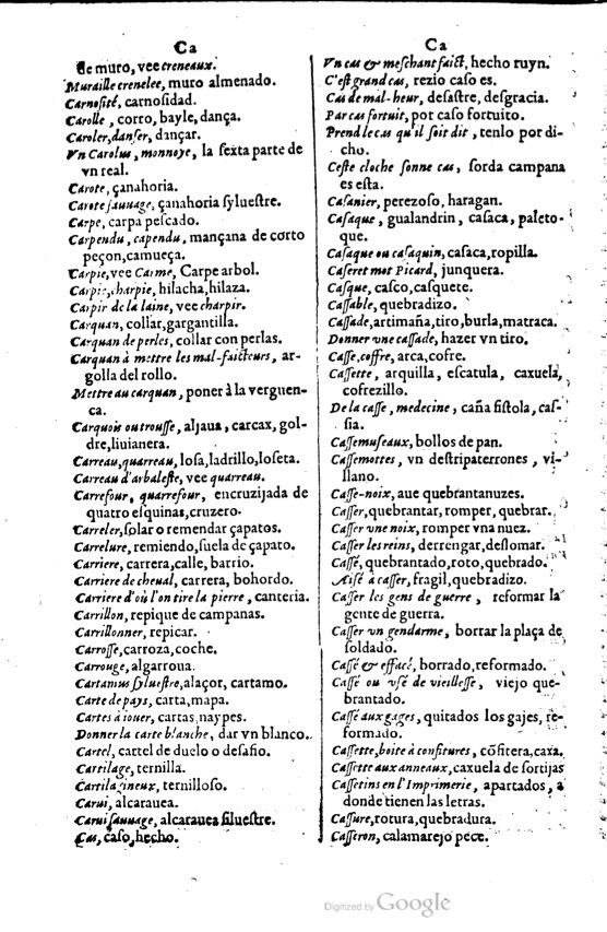 1621 - Adrian Tiffaine - Trésor des deux langues espagnole et française - BM Lyon
