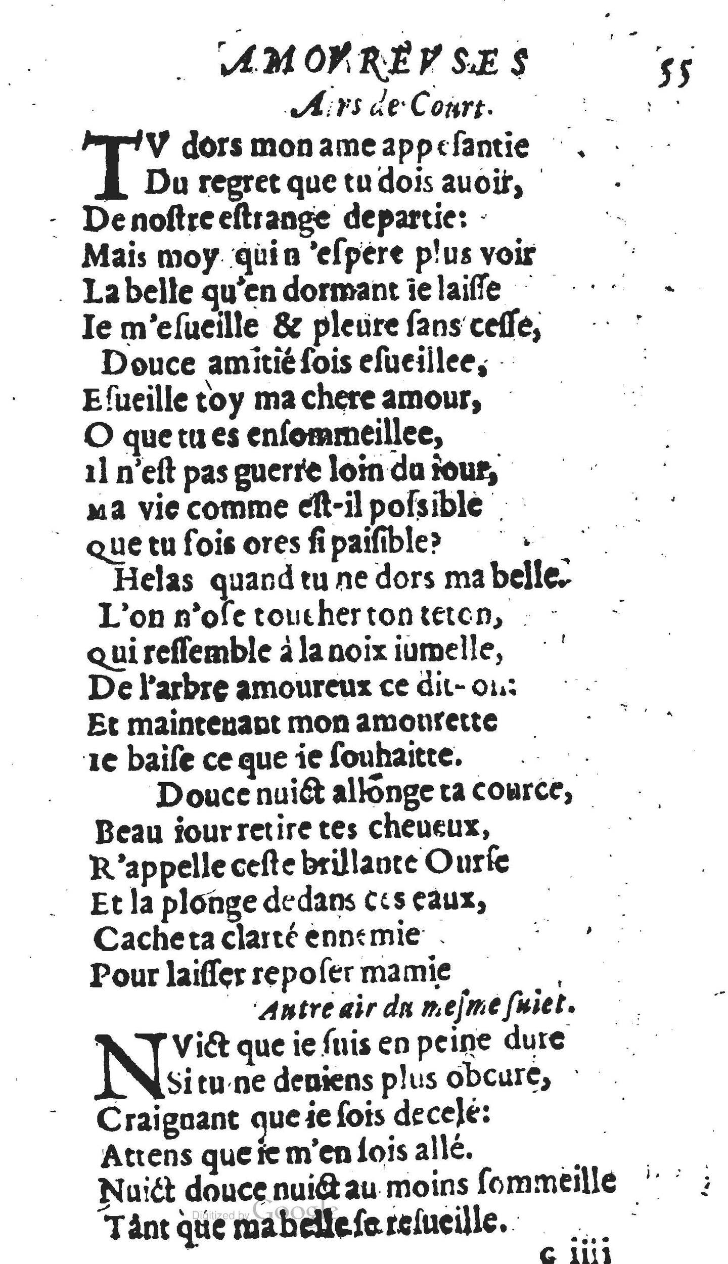 1606 - Théodore Reinsart - Trésor des chansons amoureuses recueillies des plus excellents airs de cour - Livre II - NK ČR Prague