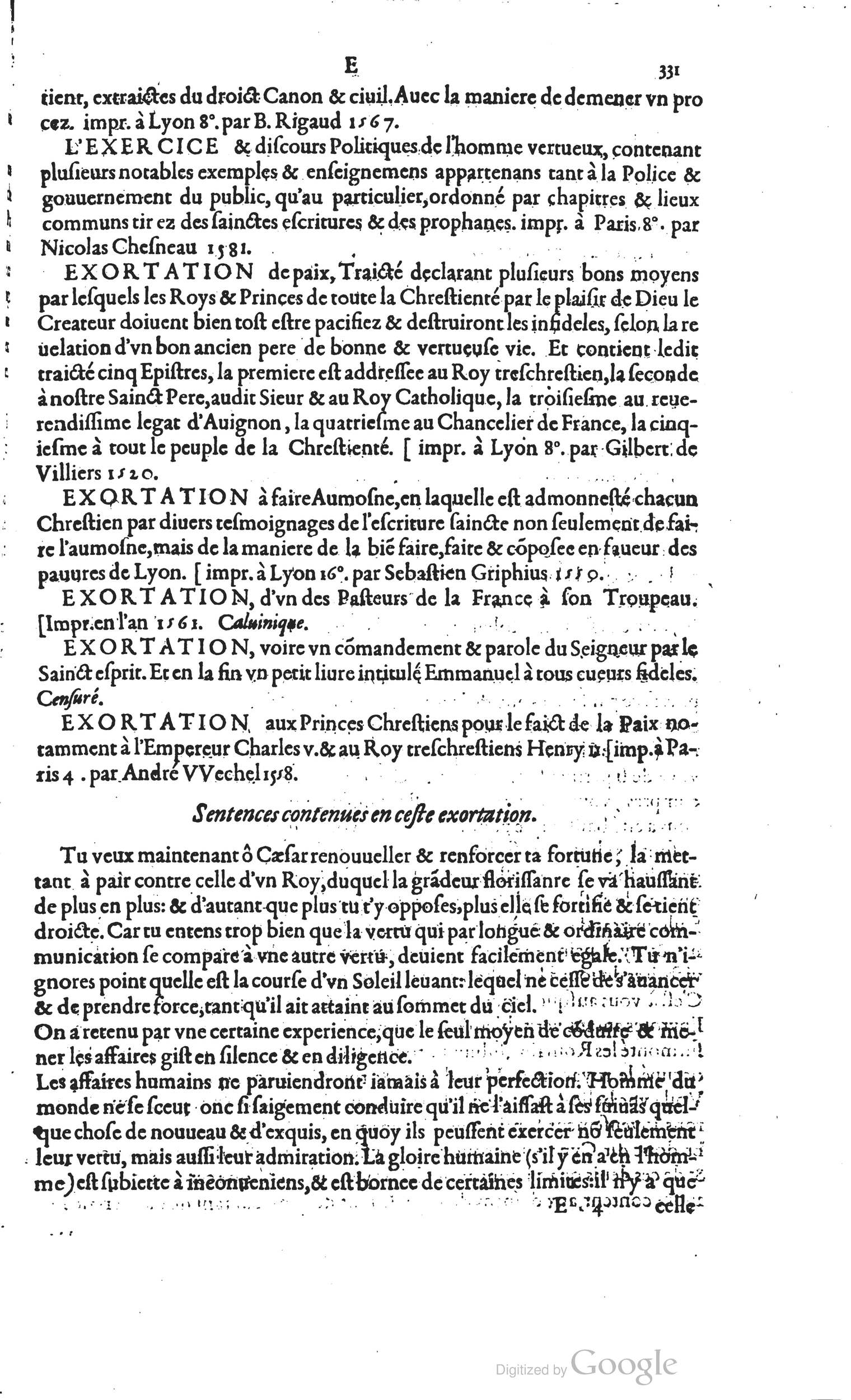 1585 - Barthélemy Honorat - Bibliothèques françaises - BSB Munich