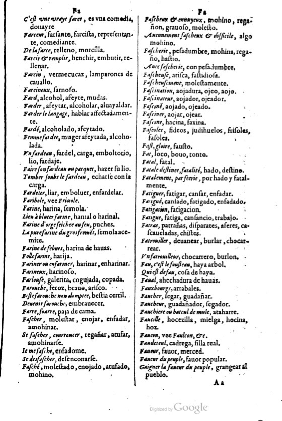 1621 - Adrian Tiffaine - Trésor des deux langues espagnole et française - BM Lyon