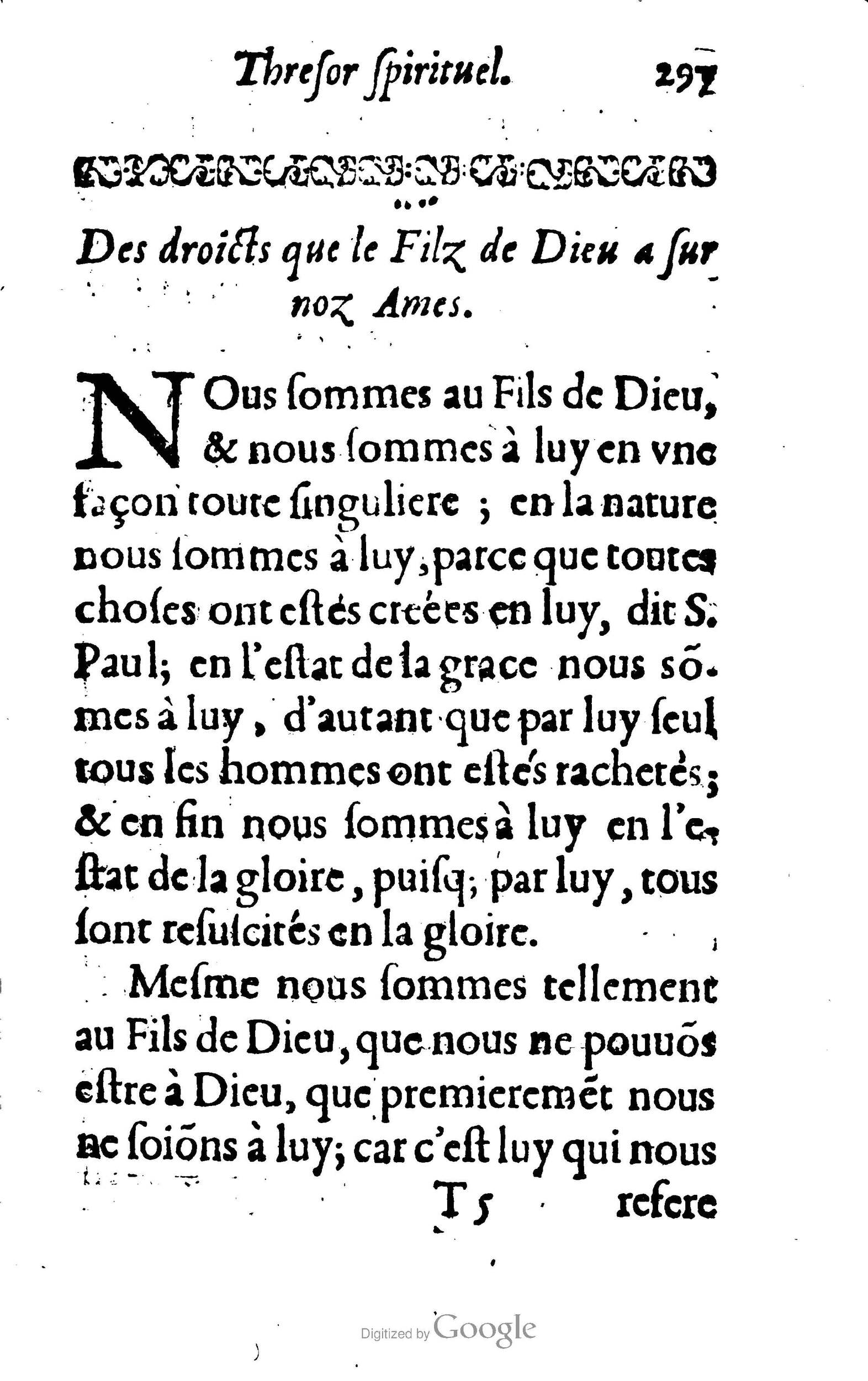 1633 - François Waudré - Trésor spirituel contenant les excellences du christianisme - BM Lyon 1633 - François Waudré - Trésor spirituel contenant les excellences du christianisme - BM Lyon
