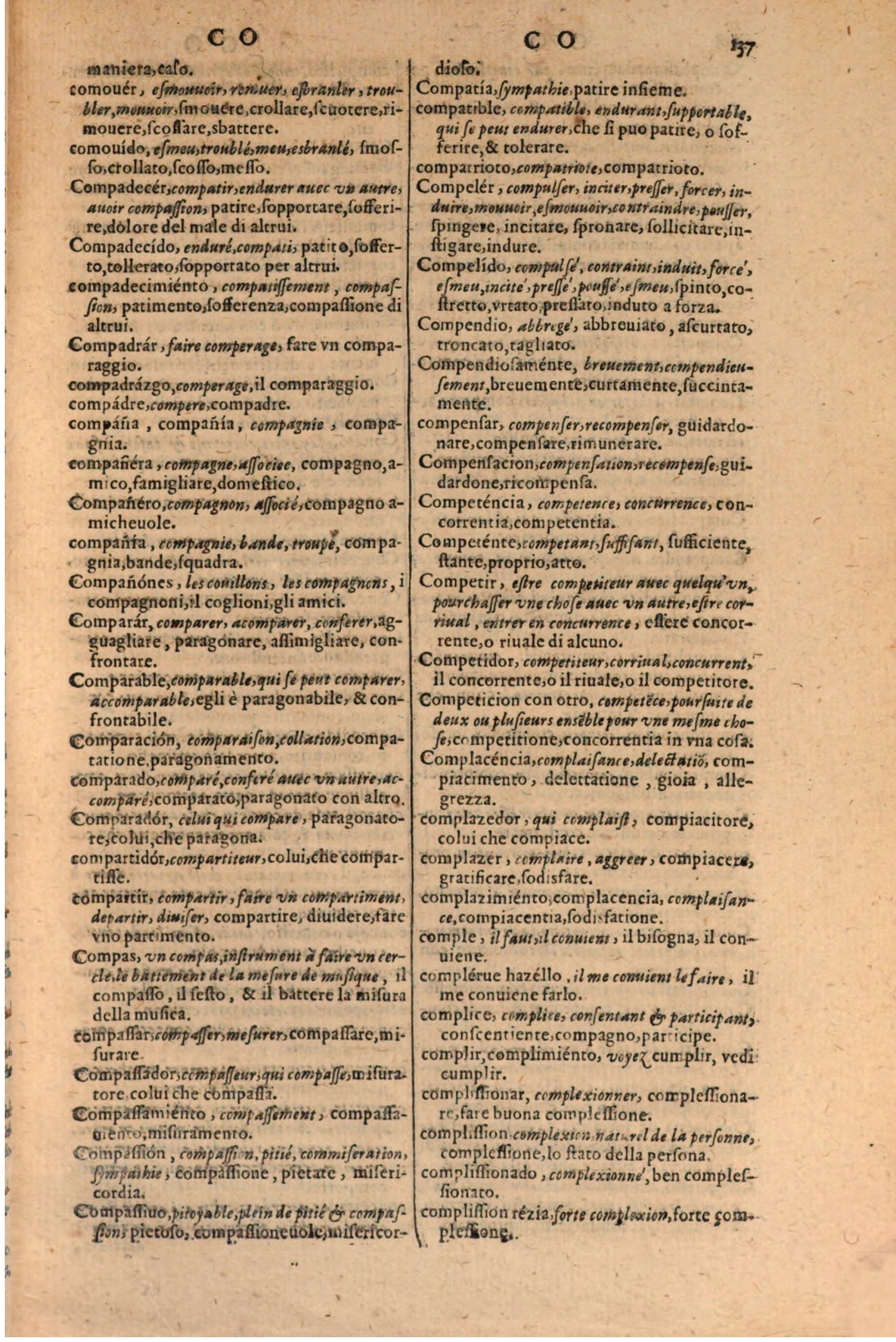 1606 - Samuel Crespin - Thresor des trois langues, francoise, italiene et espagnolle - BSB Munich