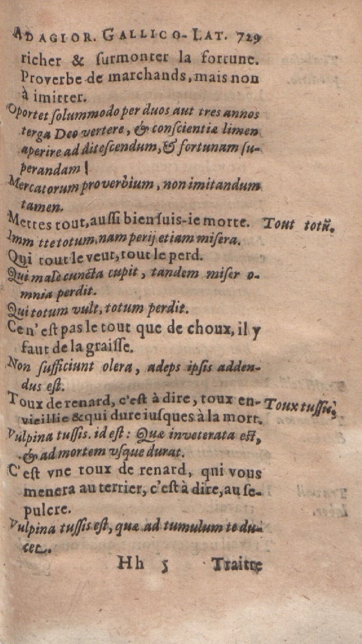 1612 - Dominicus Custos - Trésor des proverbes français  - Bibliopol-Olomuc