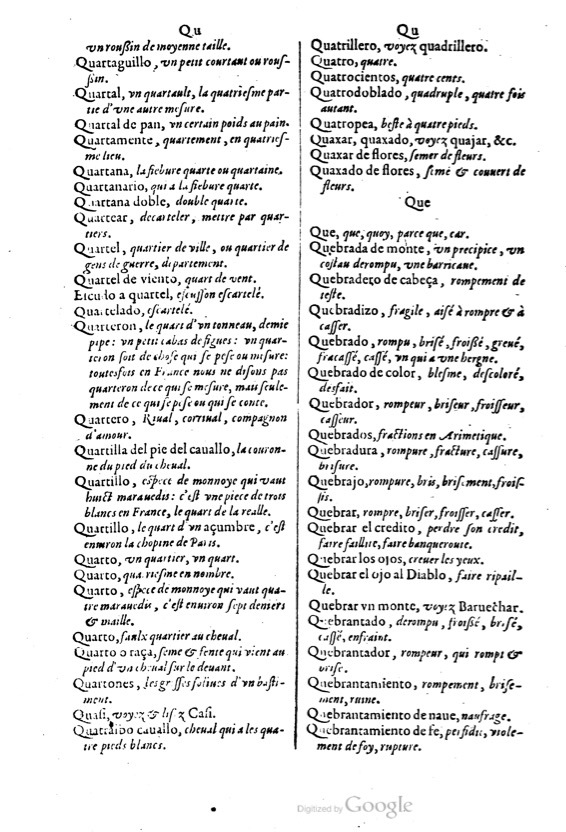1621 - Adrian Tiffaine - Trésor des deux langues espagnole et française - BM Lyon
