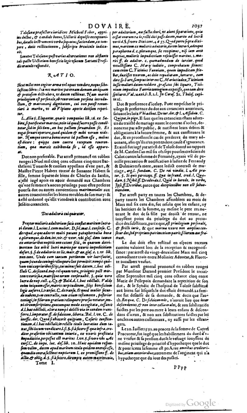 1629 - Veuve Nicolas Buon - Trésor du droit français (29620 T. 1) - BM Lyon