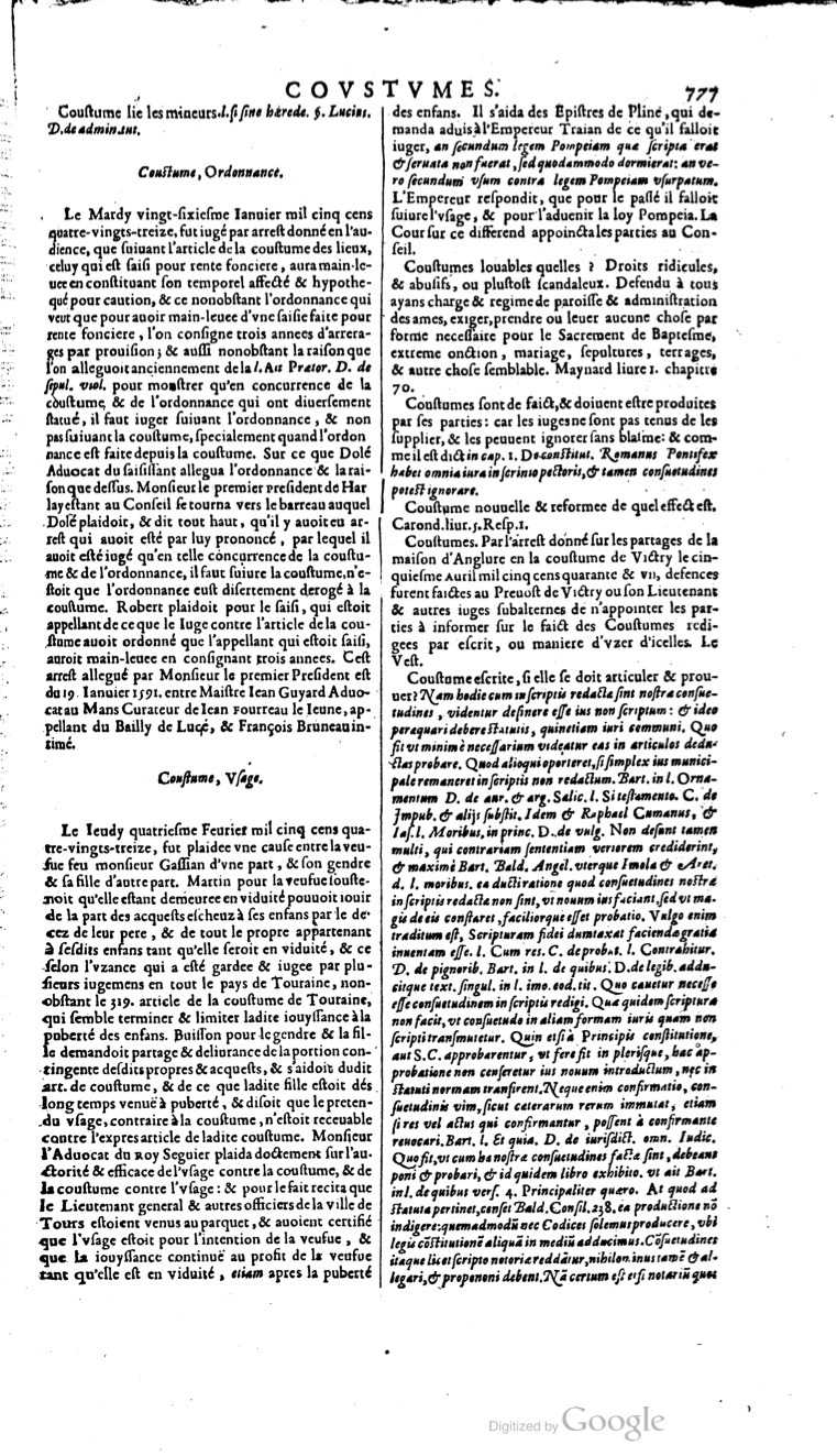 1629 - Veuve Nicolas Buon - Trésor du droit français (21754 T. 1) - BM Lyon