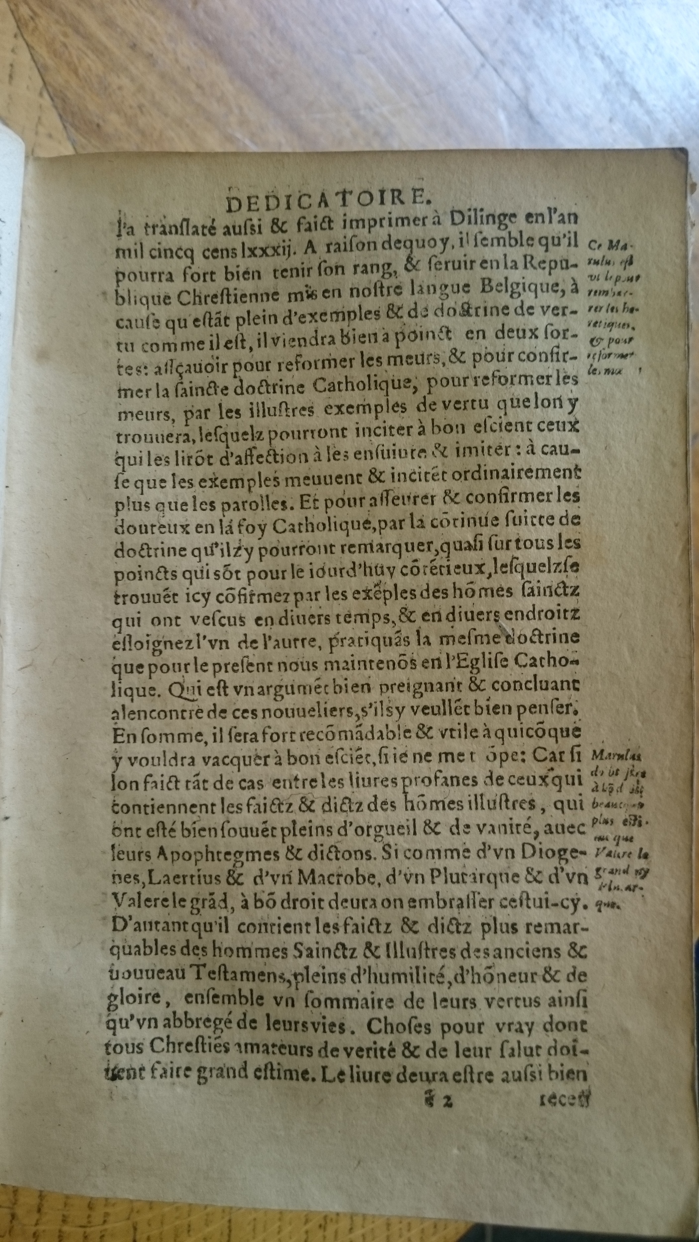 1596 - Jean Bogart - Trésor des faits et dits mémorables des hommes saints et illustres - Douai Quincy