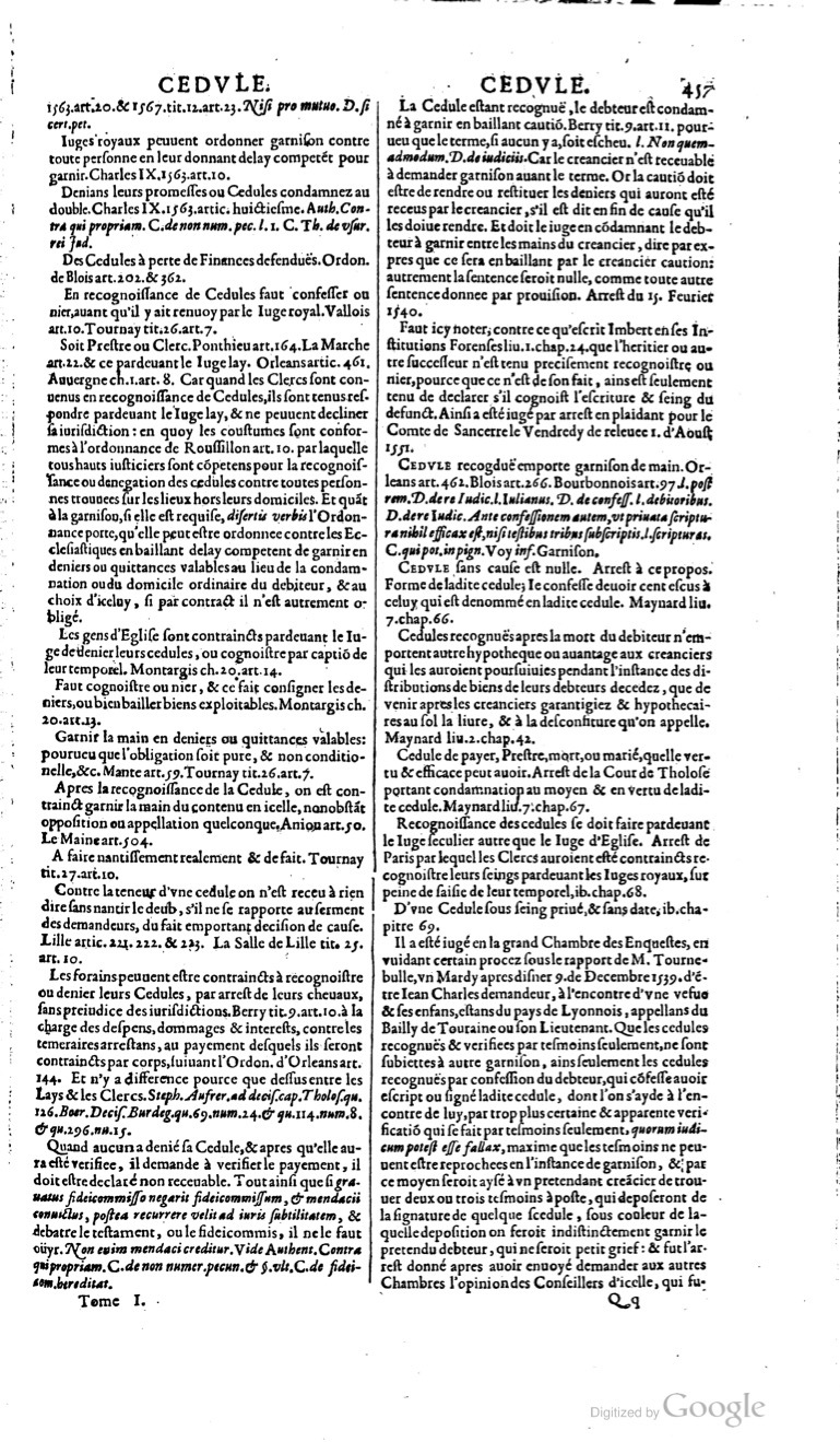 1629 - Veuve Nicolas Buon - Trésor du droit français (21754 T. 1) - BM Lyon