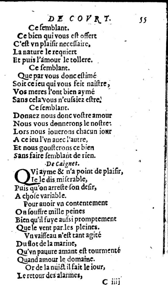 1606 - Théodore Reinsart - Trésor des chansons amoureuses recueillies des plus excellents airs de cour - Livre I - NK ČR Prague