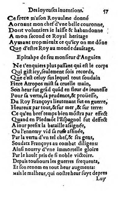 1556c. - Étienne Denise - Trésor des joyeuses inventions du parangon de poésies - ÖNB Vienne