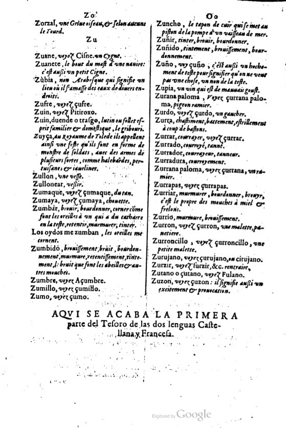 1621 - Adrian Tiffaine - Trésor des deux langues espagnole et française - BM Lyon