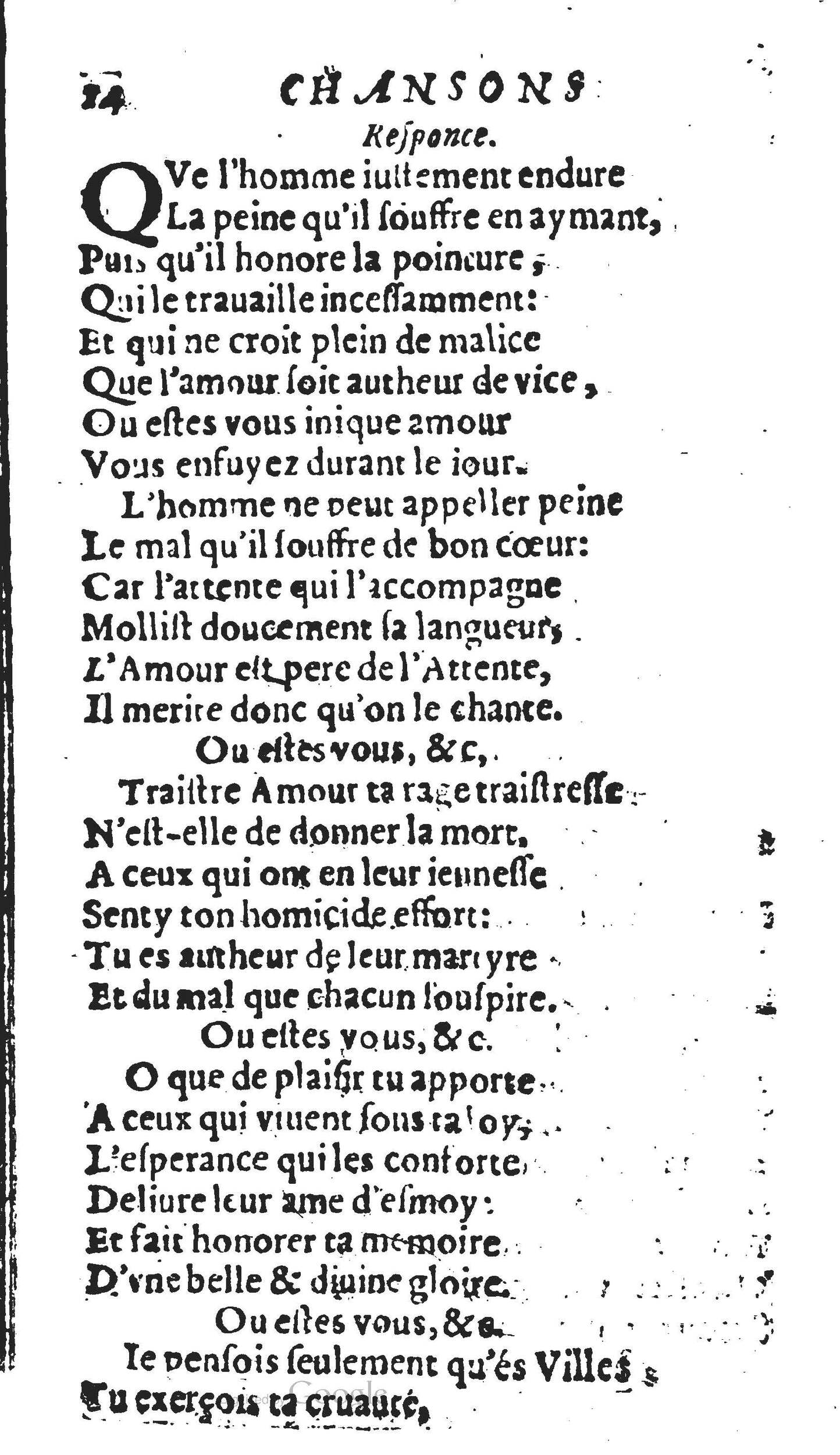1606 - Théodore Reinsart - Trésor des chansons amoureuses recueillies des plus excellents airs de cour - Livre II - NK ČR Prague