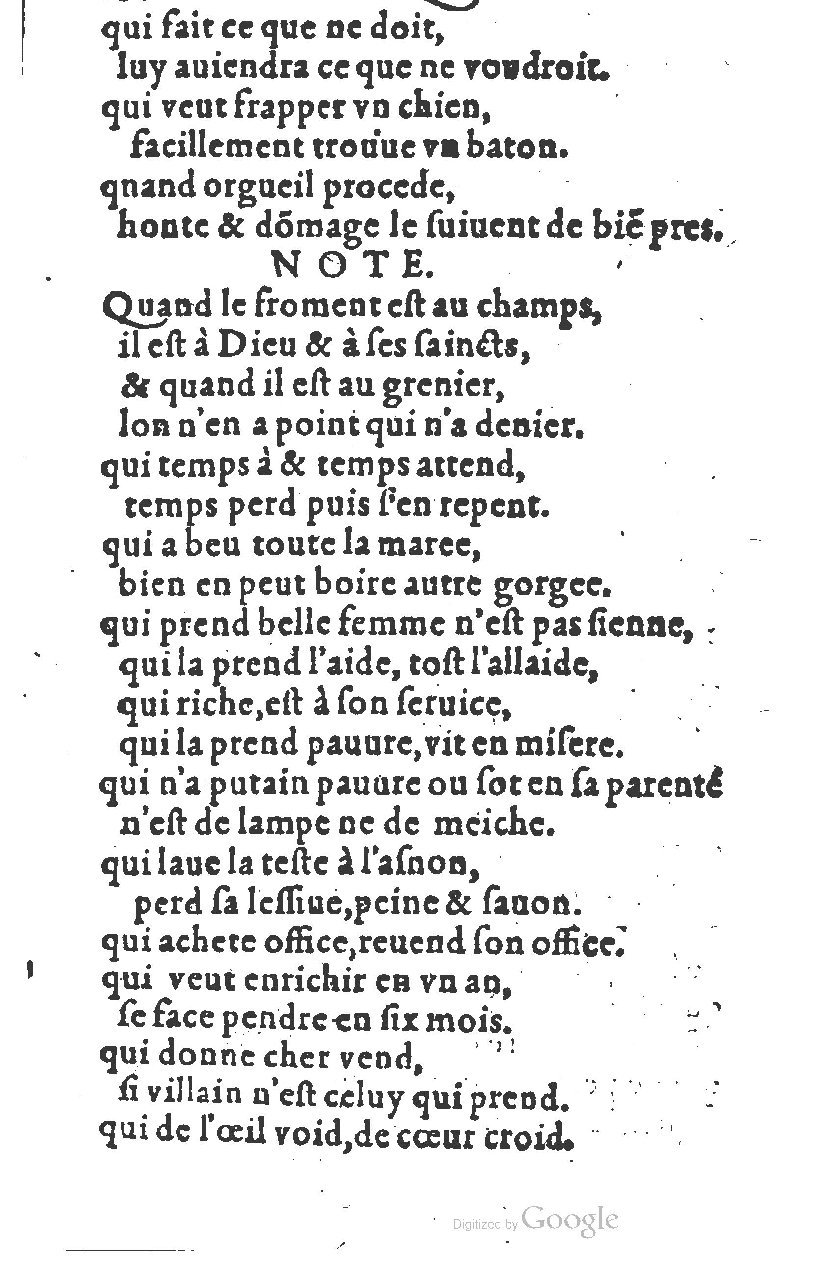 1581 - Nicolas Bonfons  - Trésor des sentences dorées - Princeton
