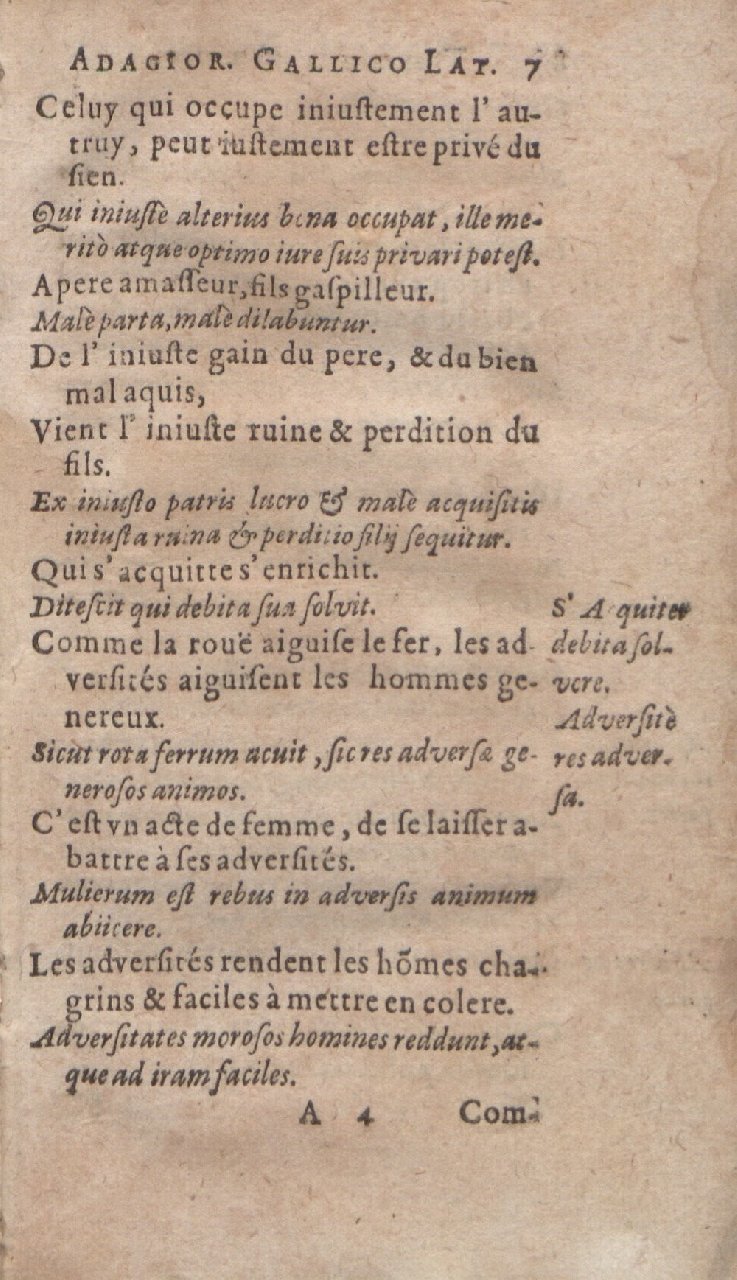 1612 - Dominicus Custos - Trésor des proverbes français - Bibliopol-Olomuc 1612 - Dominicus Custos - Trésor des proverbes français - Bibliopol-Olomuc