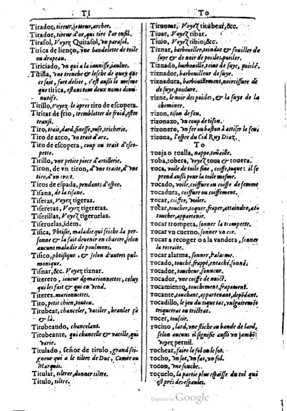 1616 - Veuve Marc Orry - Trésor des deux langues espagnole et française (Première et Seconde parties) - BM Lyon