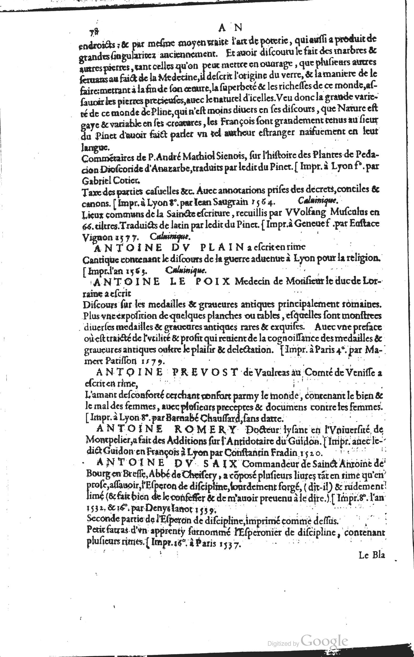 1585 - Barthélemy Honorat - Bibliothèques françaises - BSB Munich