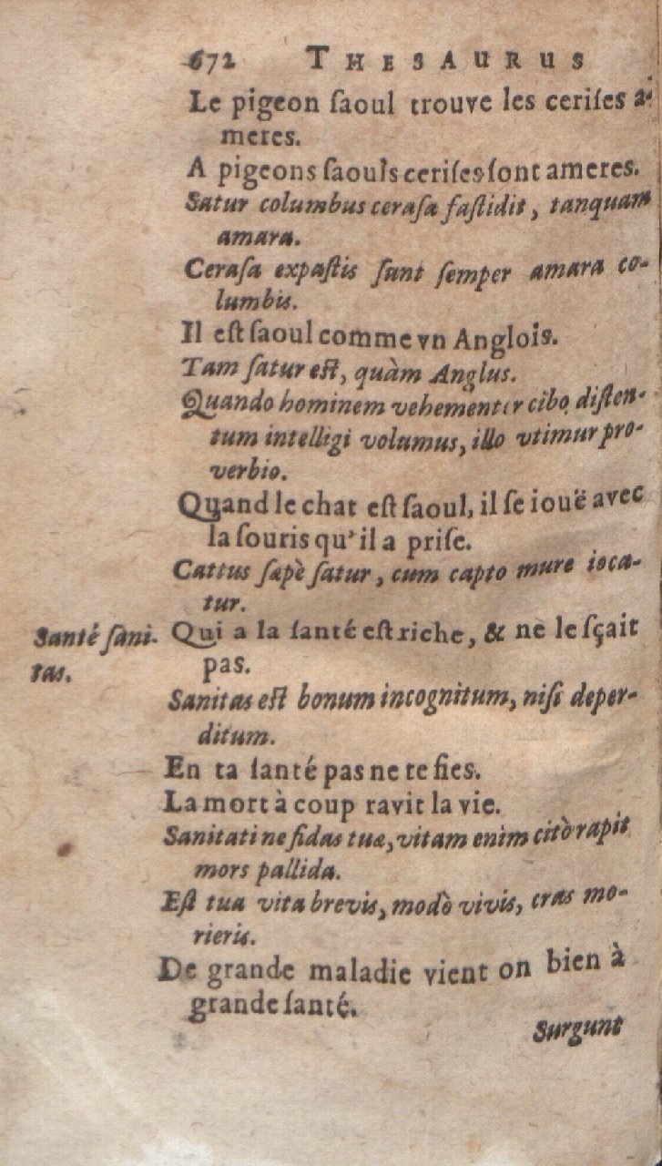 1612 - Dominicus Custos - Trésor des proverbes français  - Bibliopol-Olomuc
