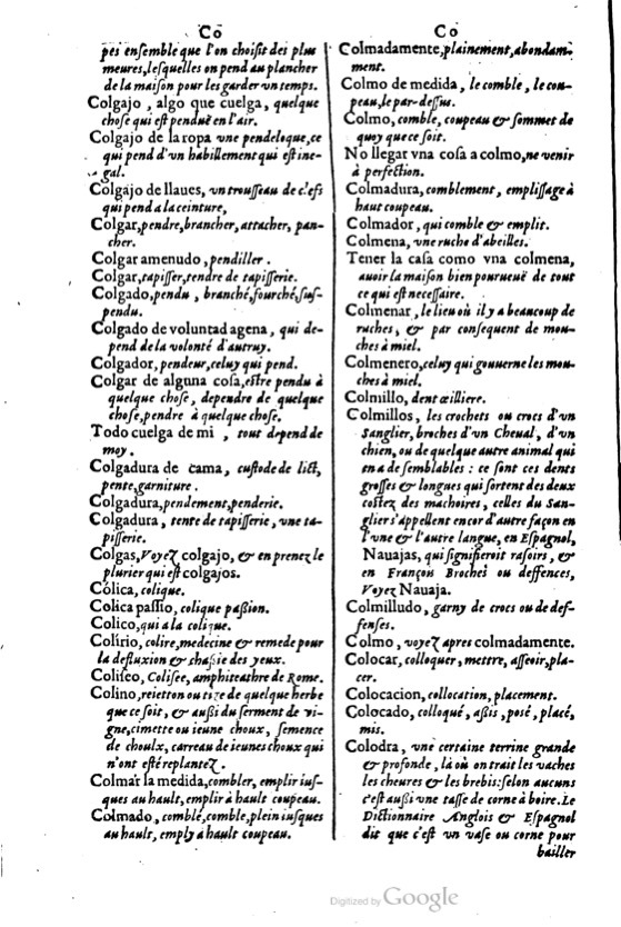 1621 - Adrian Tiffaine - Trésor des deux langues espagnole et française - BM Lyon