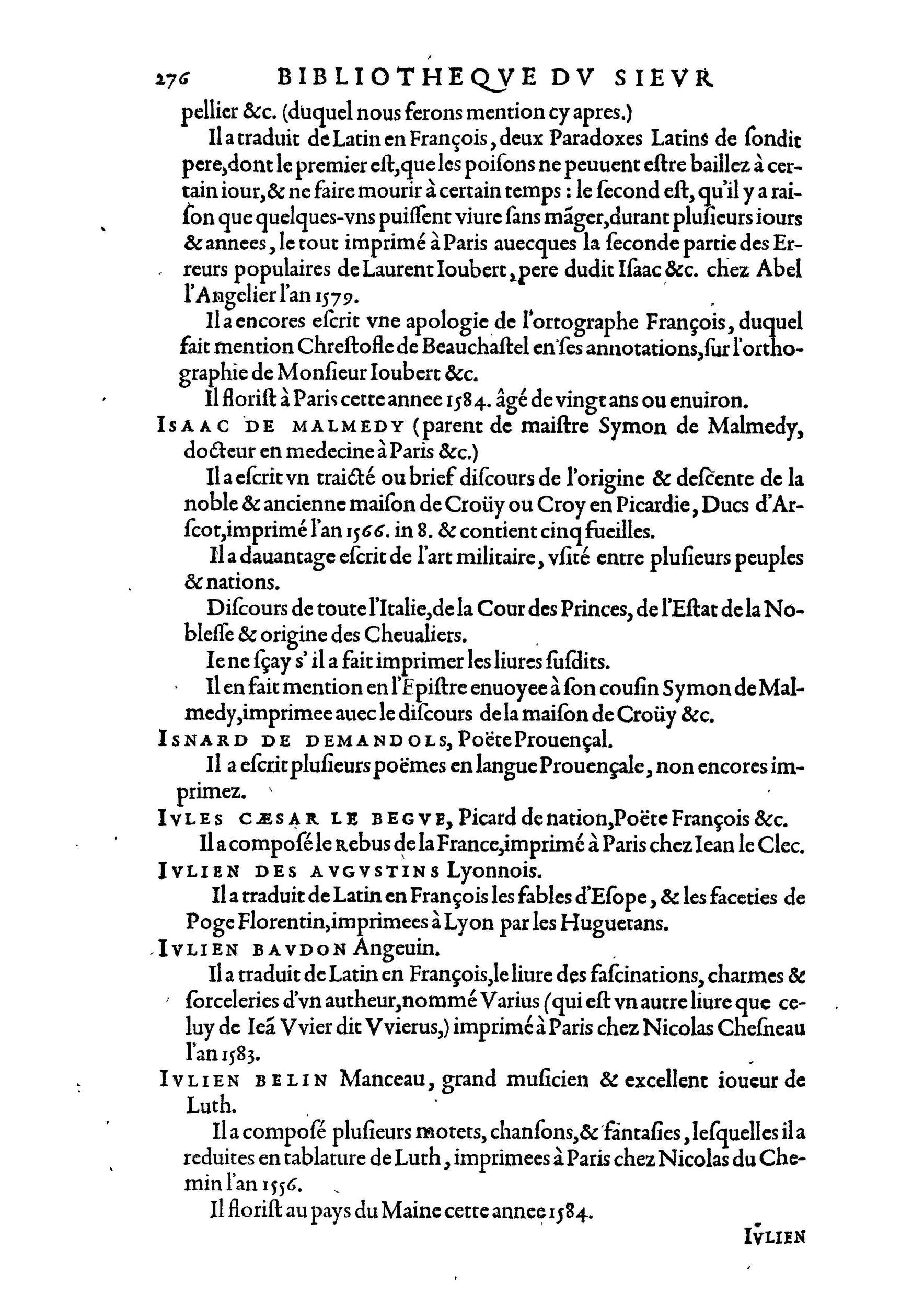 1584 - Abel L&#039;Angelier - Bibliothèques françaises - BnF