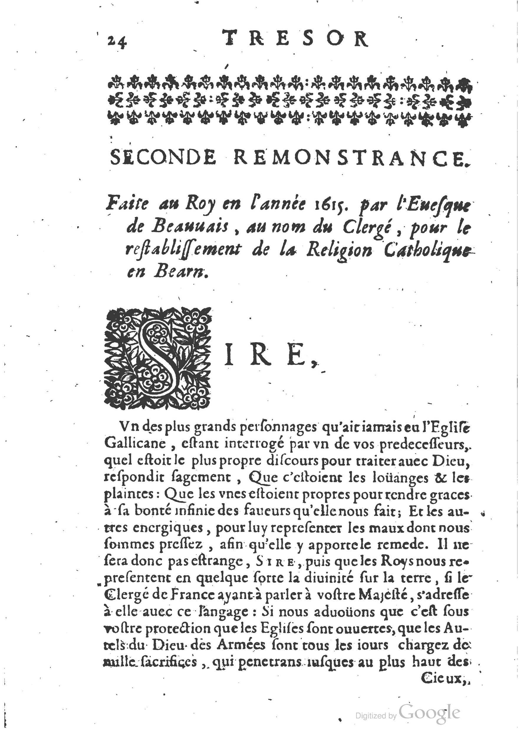 1654 - Michel Bobin - Trésor des harangues, remontrances et oraisons funèbres - BM Lyon