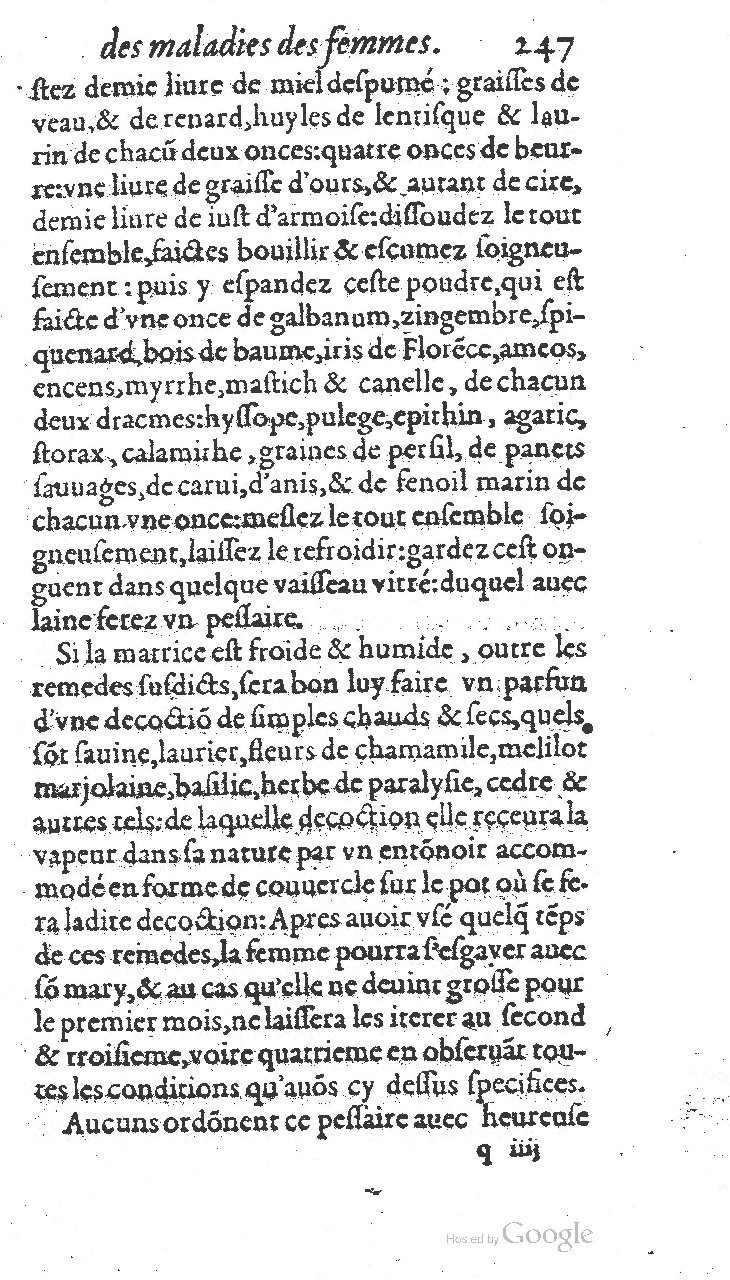 1585 - Jacques du Puis - Trésor des remèdes secrets pour les maladies des femmes - BnF