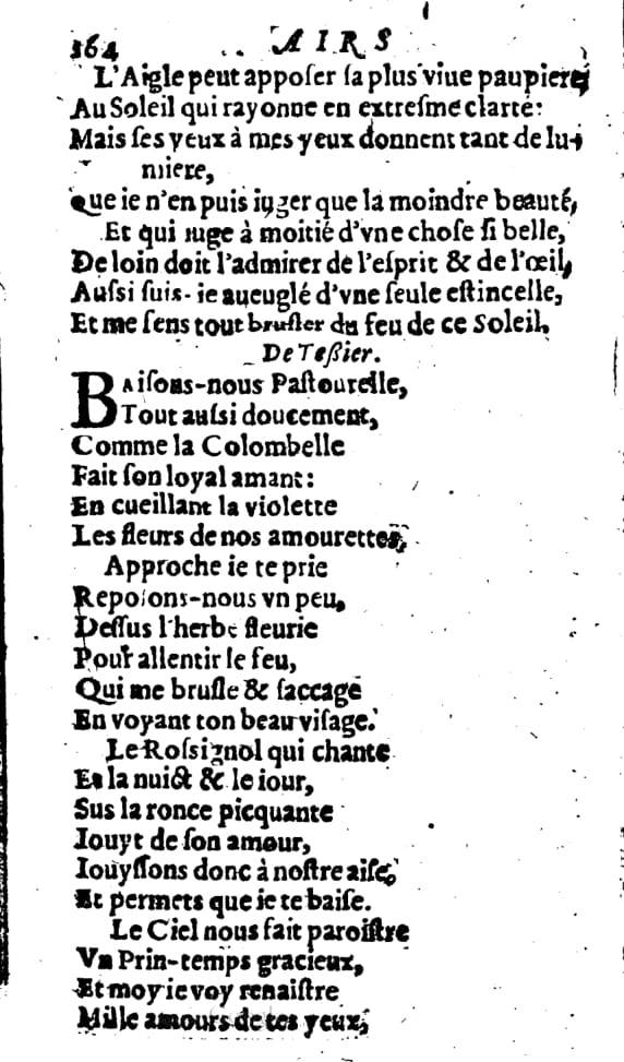 1606 - Théodore Reinsart - Trésor des chansons amoureuses recueillies des plus excellents airs de cour - Livre I - NK ČR Prague