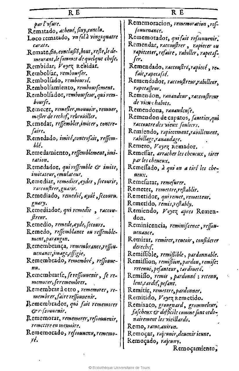 1607 - Marc Orry - Trésor des deux langues espagnole et française (Première et Seconde parties) - BU Tours