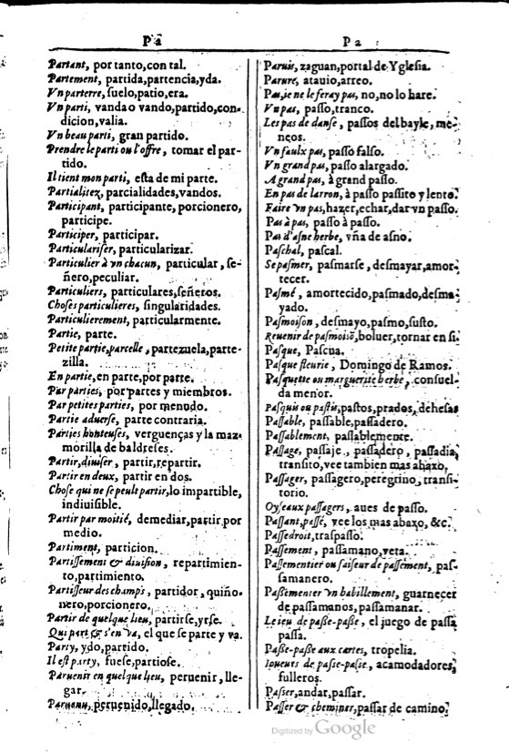 1616 - Veuve Marc Orry - Trésor des deux langues espagnole et française (Première et Seconde parties) - BM Lyon