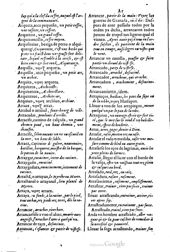 1621 - Adrian Tiffaine - Trésor des deux langues espagnole et française - BM Lyon