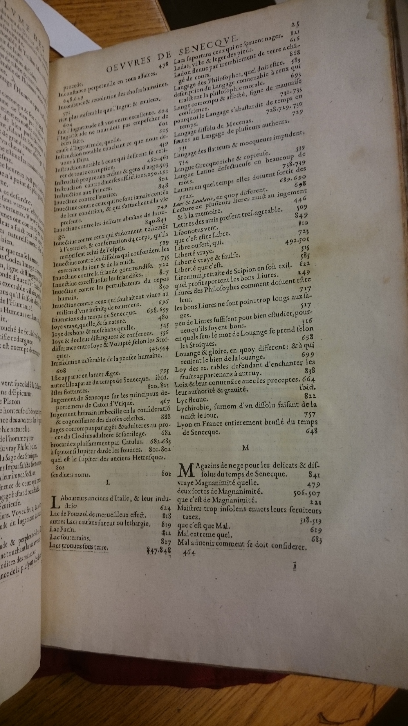 1598 - Jean Houzé - Œuvres morales et mêlées de Sénèque, Trésor de philosophie morale - BM Lyon