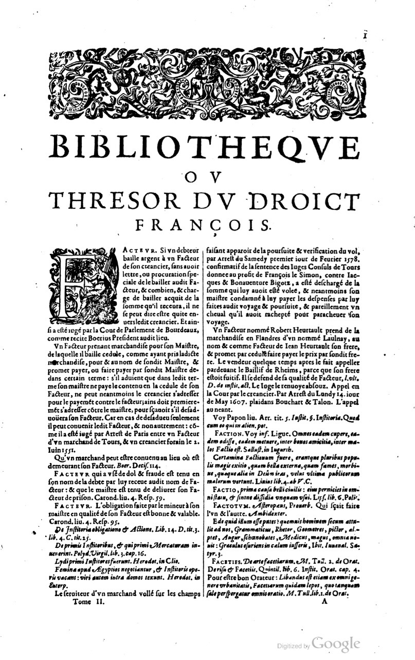 1629 - Veuve Nicolas Buon - Trésor du droit français (21754 T. 2) - BM Lyon 1629 - Veuve Nicolas Buon - Trésor du droit français (21754 T. 2) - BM Lyon