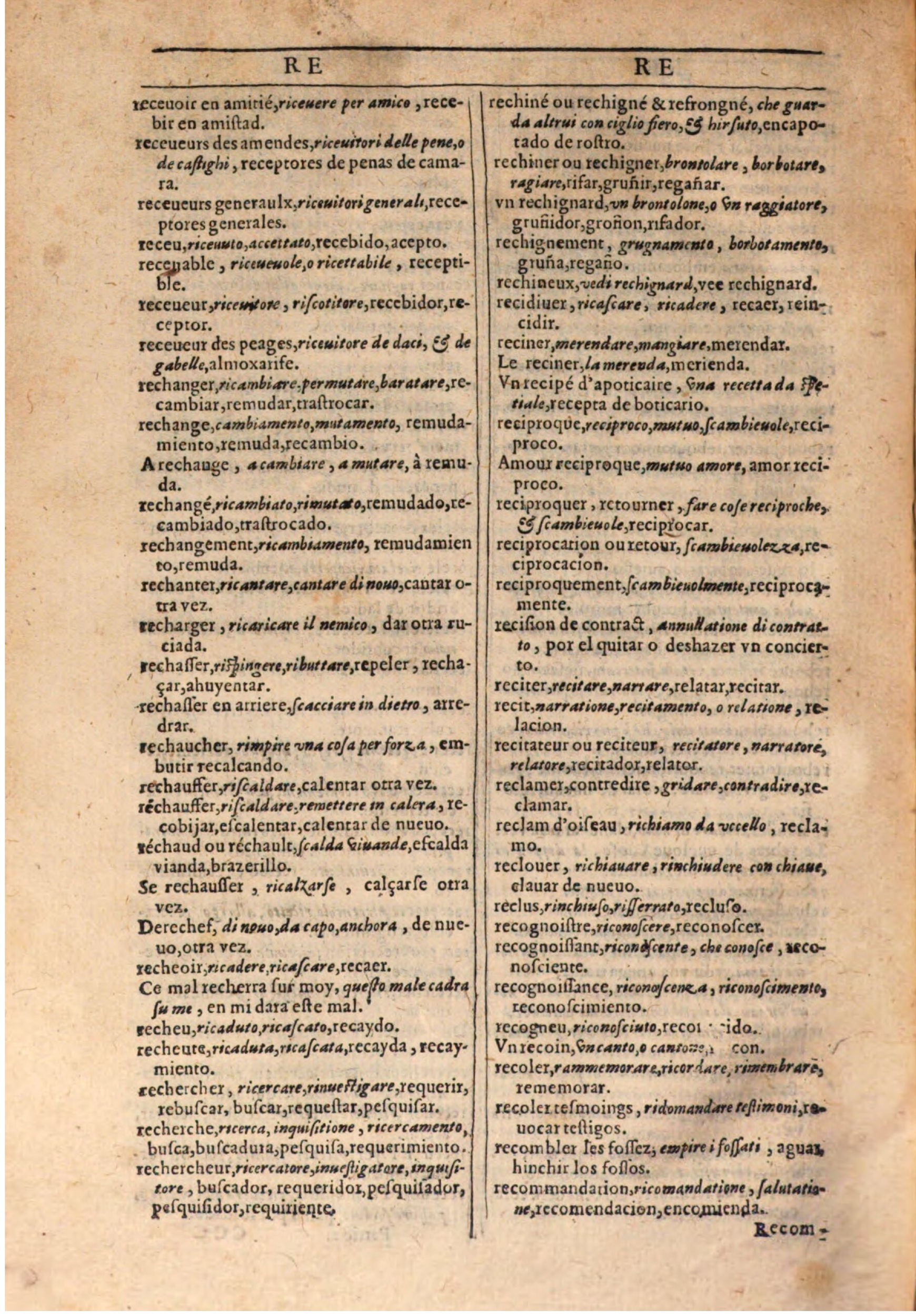 1609 - Philippe Albert et Alexandre Pernet - Trésor des trois langues française, italienne et espagnole (Seconde partie) - BSB Munich 1609 - Philippe Albert et Alexandre Pernet - Trésor des trois langues française, italienne et espagnole (Seconde partie) - BSB Munich