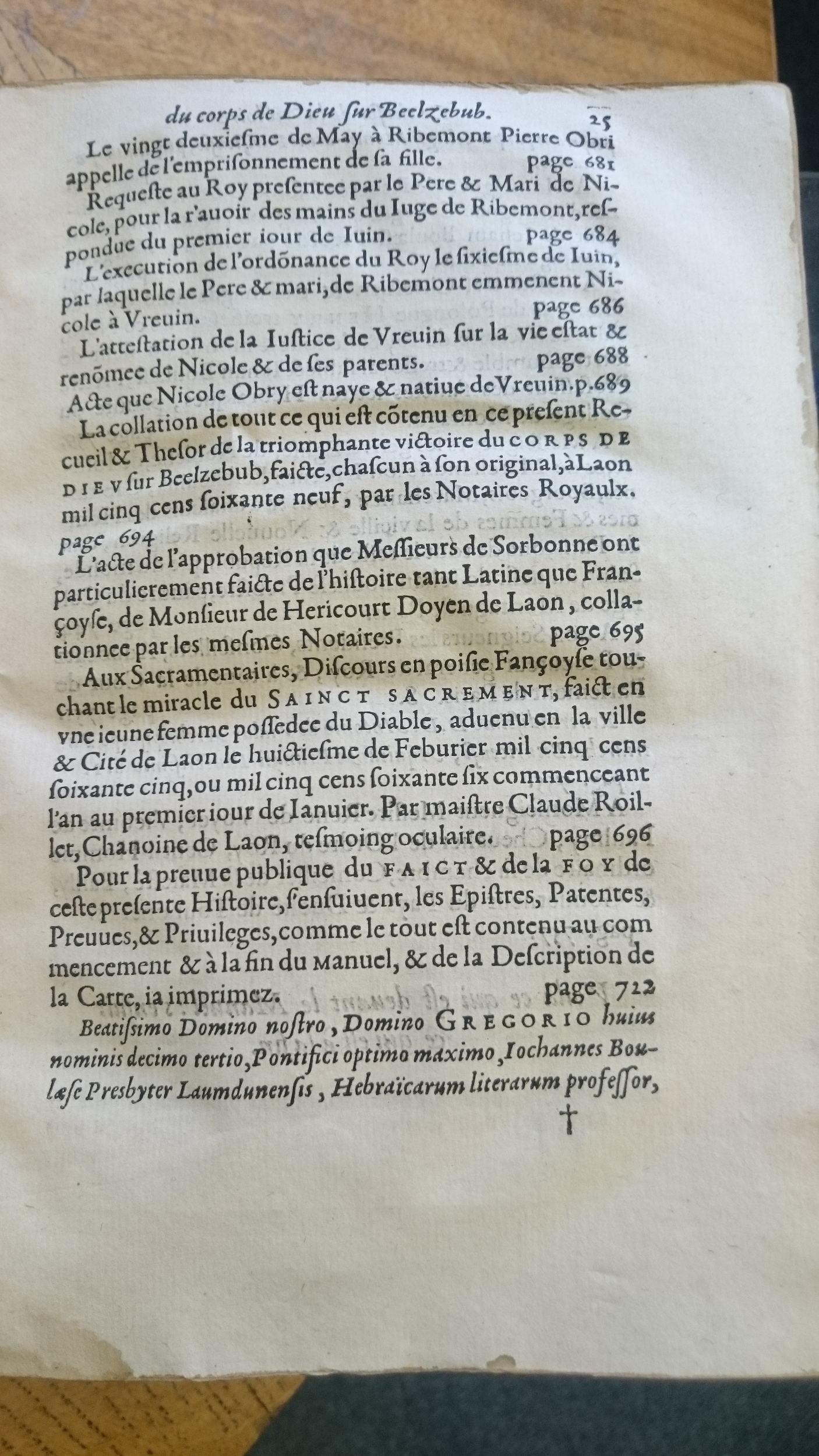 1578 - Nicolas Chesneau - Trésor et entière histoire de la triomphante victoire du corps de Dieu sur l’esprit malin - Douai Quincy