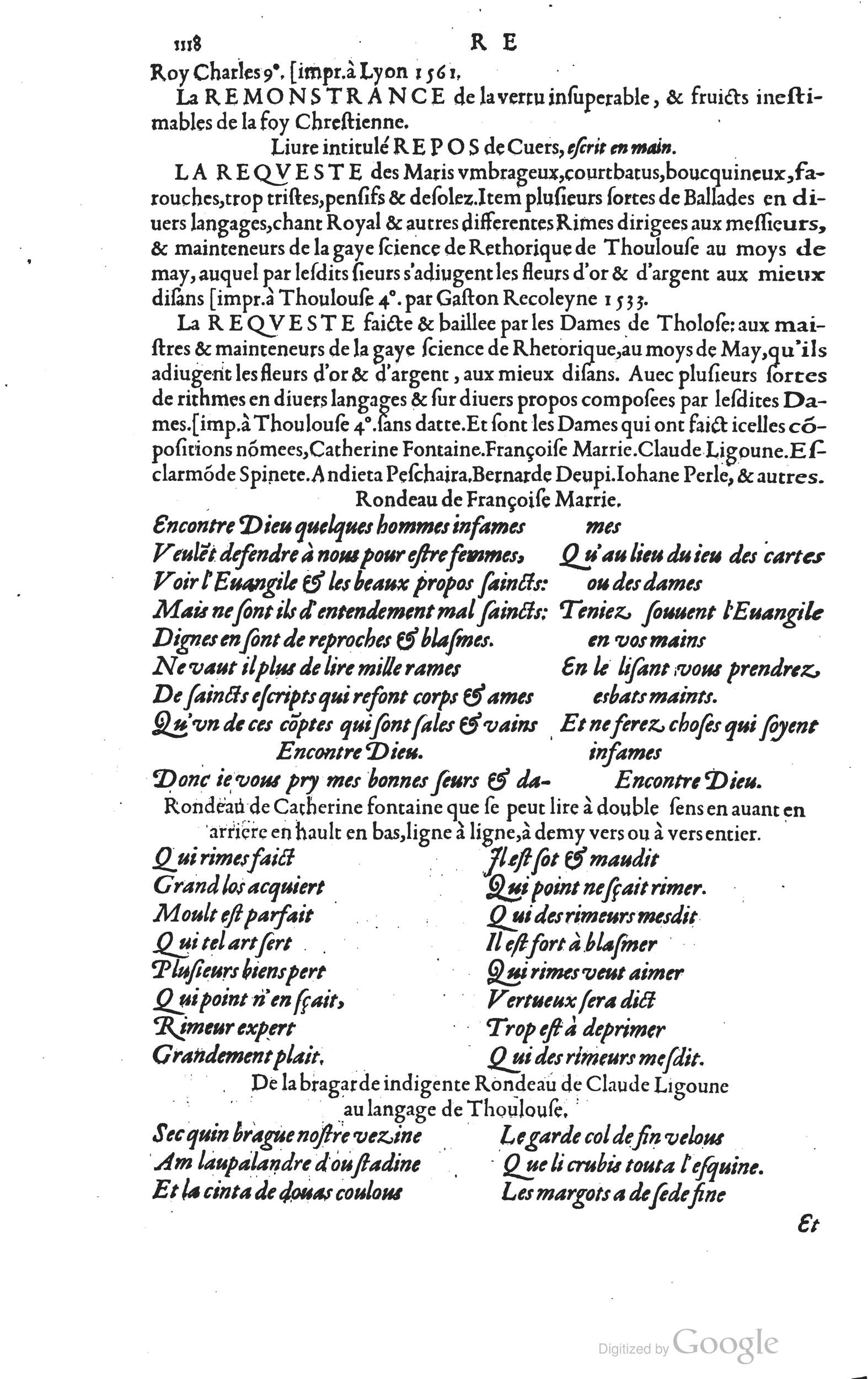1585 - Barthélemy Honorat - Bibliothèques françaises - BSB Munich