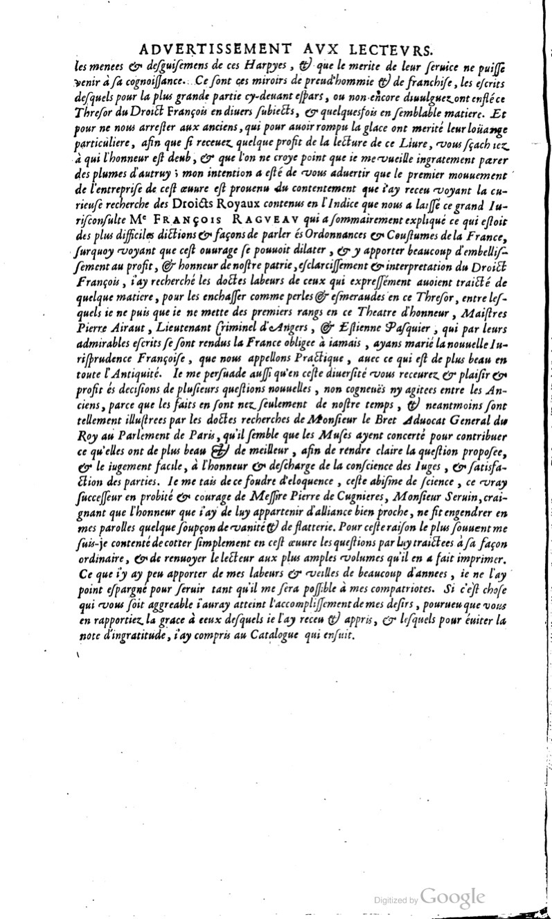1629 - Veuve Nicolas Buon - Trésor du droit français (21754 T. 1) - BM Lyon
