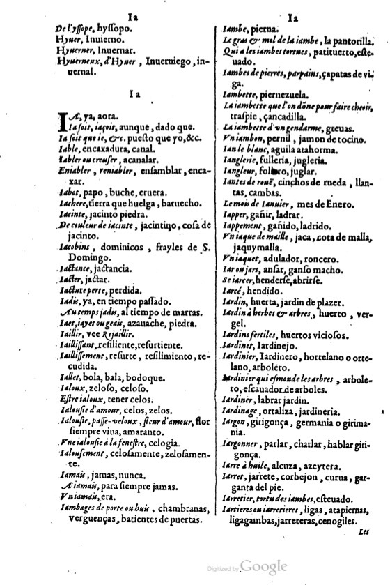 1621 - Adrian Tiffaine - Trésor des deux langues espagnole et française - BM Lyon