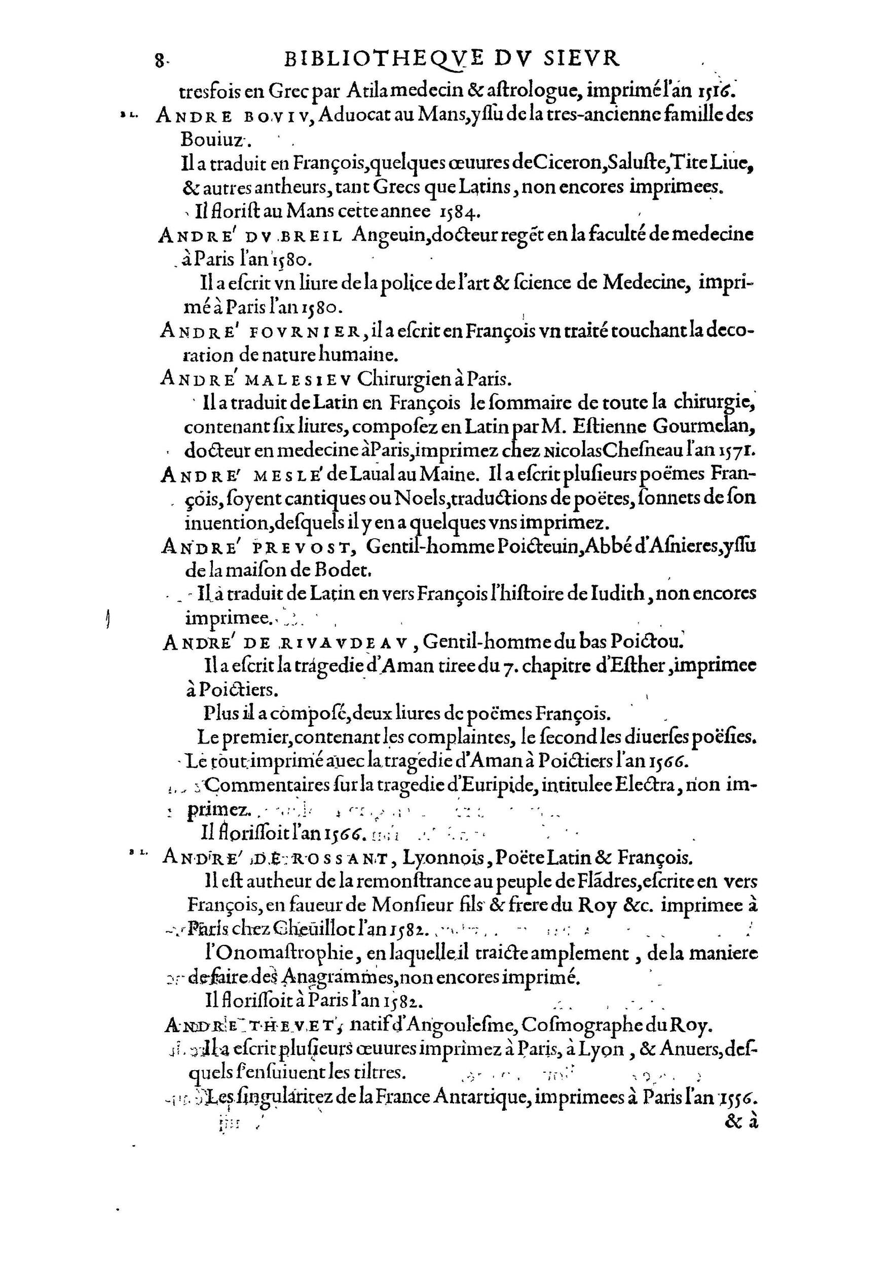 1584 - Abel L&#039;Angelier - Bibliothèques françaises - BnF