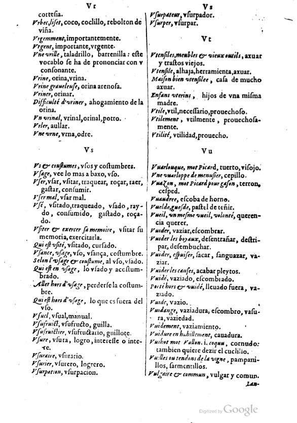 1621 - Adrian Tiffaine - Trésor des deux langues espagnole et française - BM Lyon