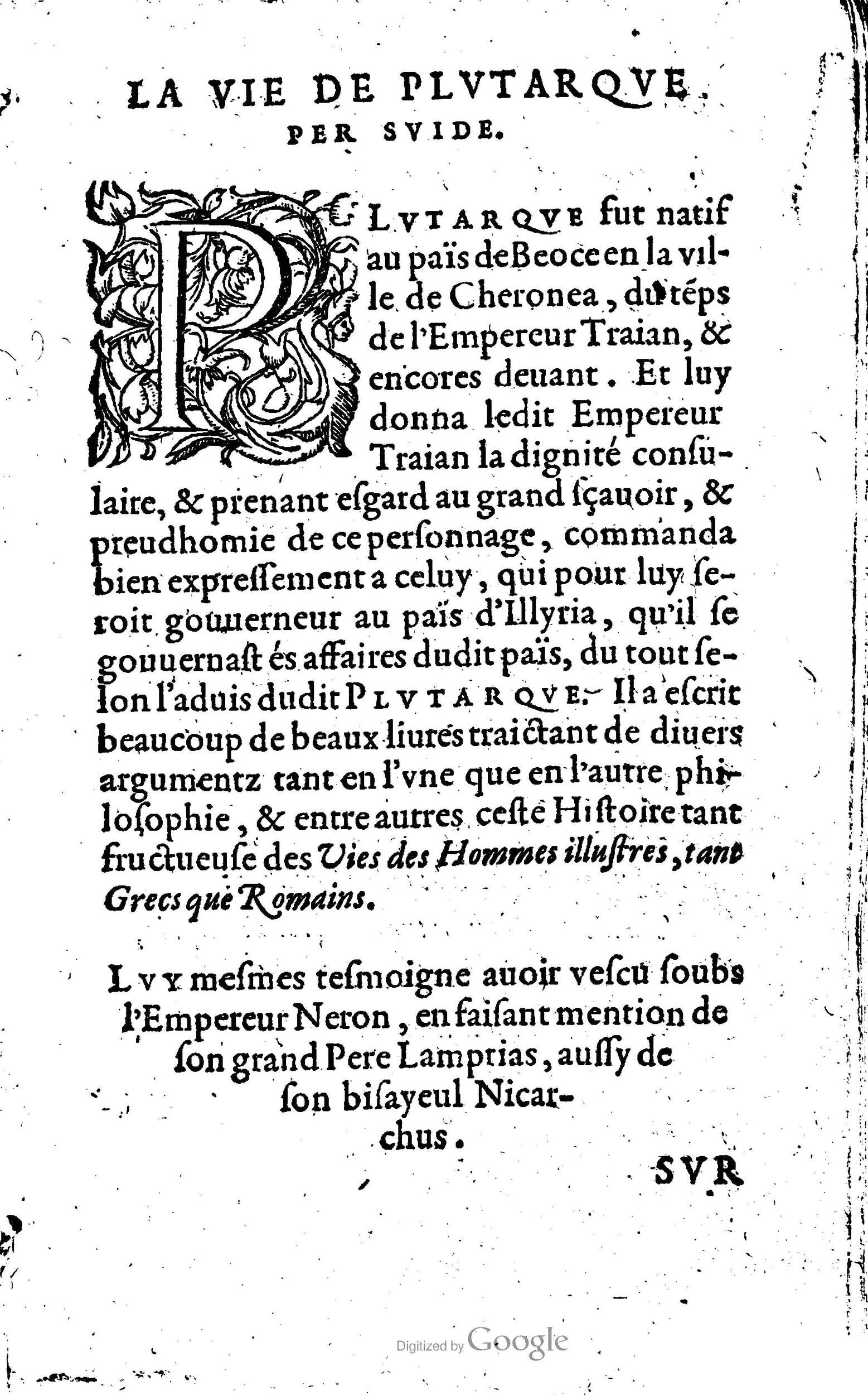 1568 - Willem Silvius - Trésor des vies de Plutarque - Anvers Plantin-Moretus