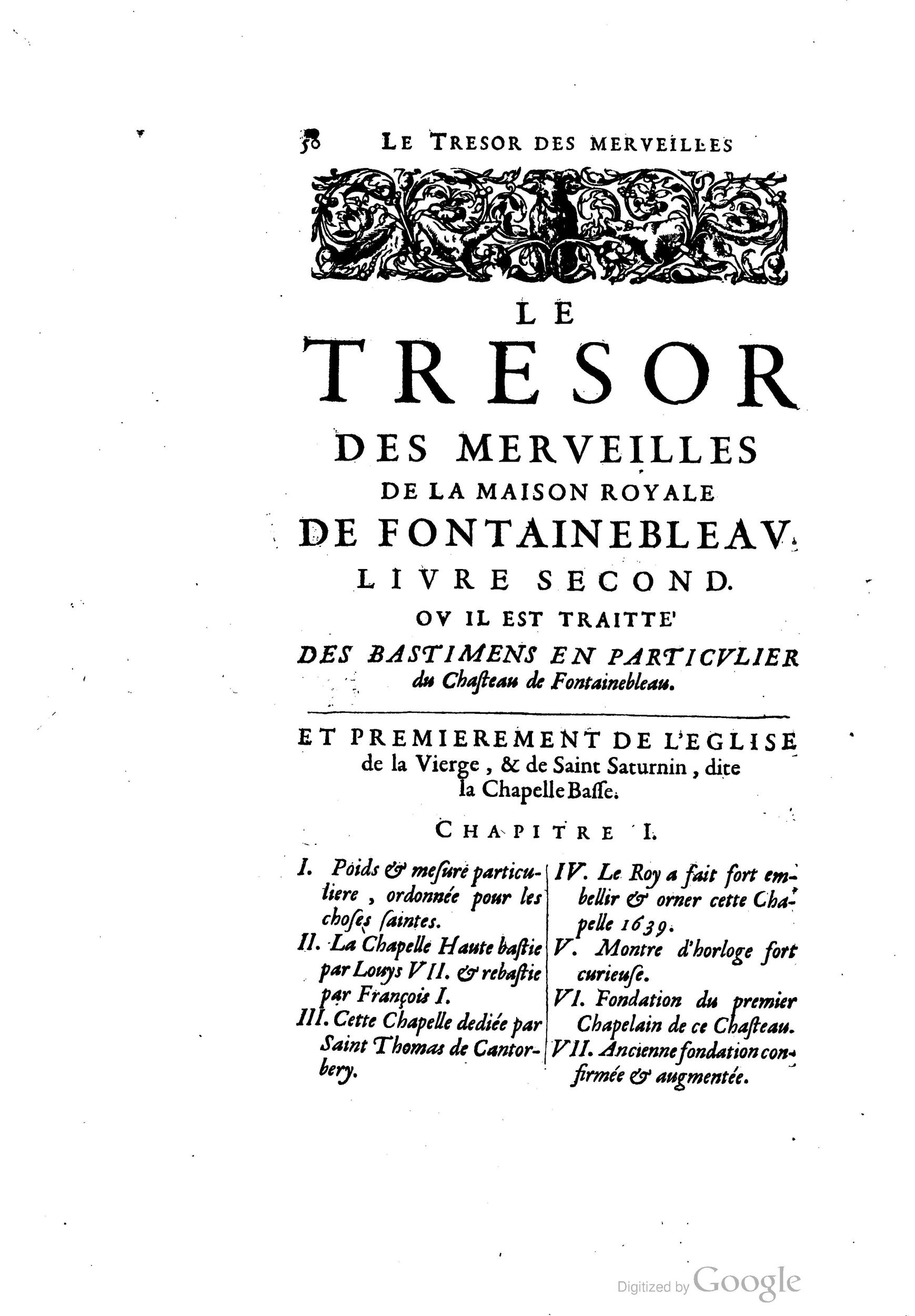1642 - Sébastien Cramoisy - Trésor des merveilles de la maison royale de Fontainebleau - BM Lyon