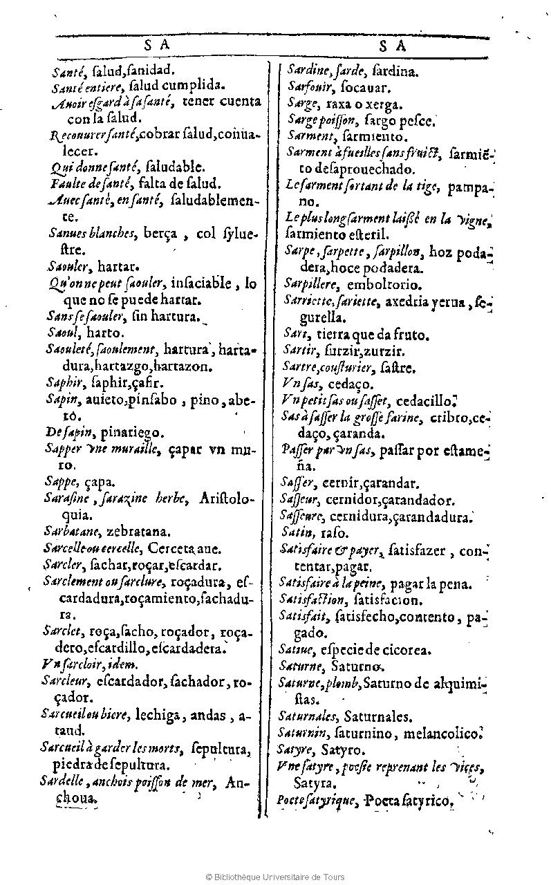1607 - Marc Orry - Trésor des deux langues espagnole et française (Première et Seconde parties) - BU Tours