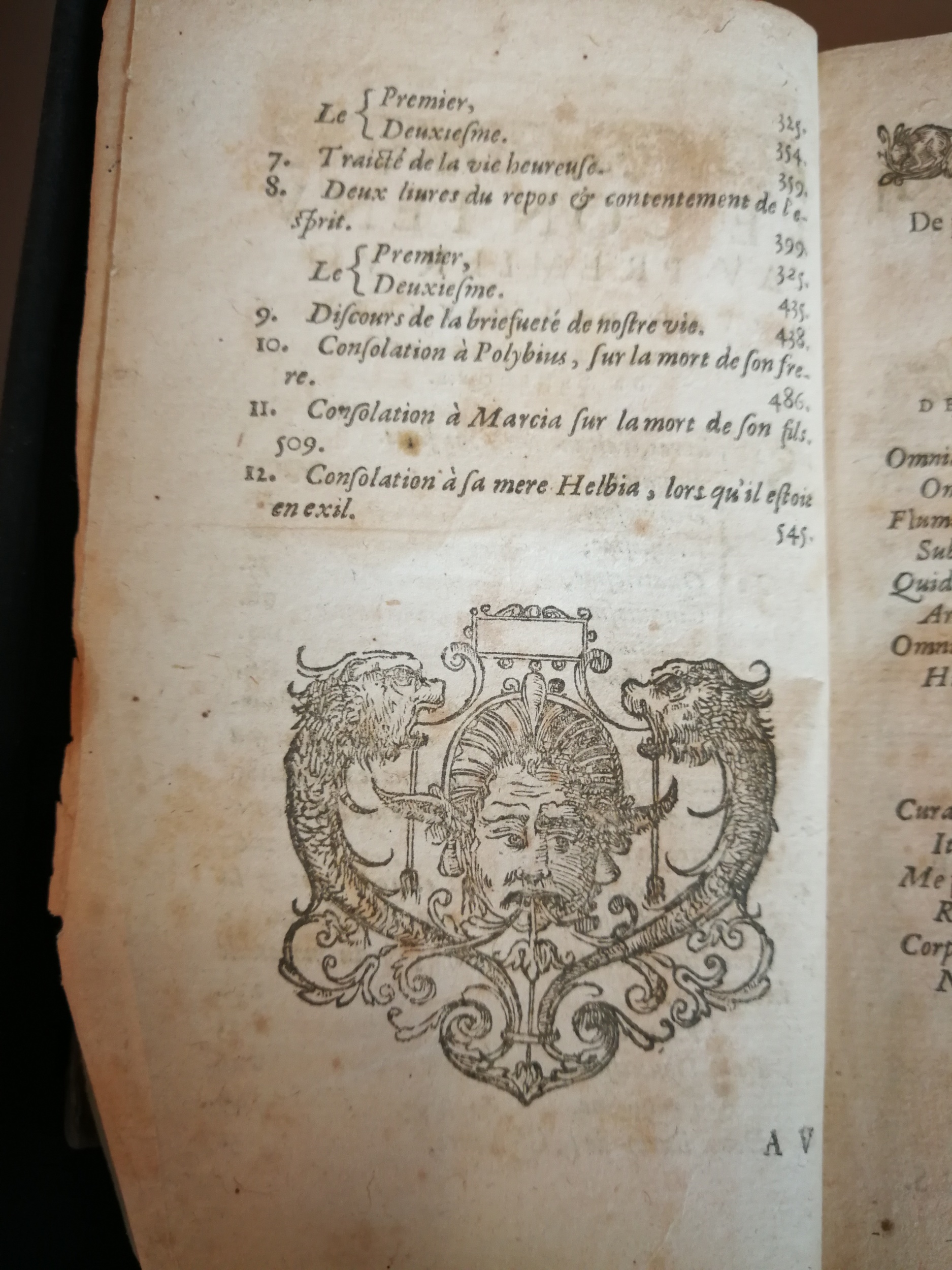 1606 - Jean Arnaud - Œuvres morales et mêlées de Sénèque, Trésor de philosophie morale - BM Marseille