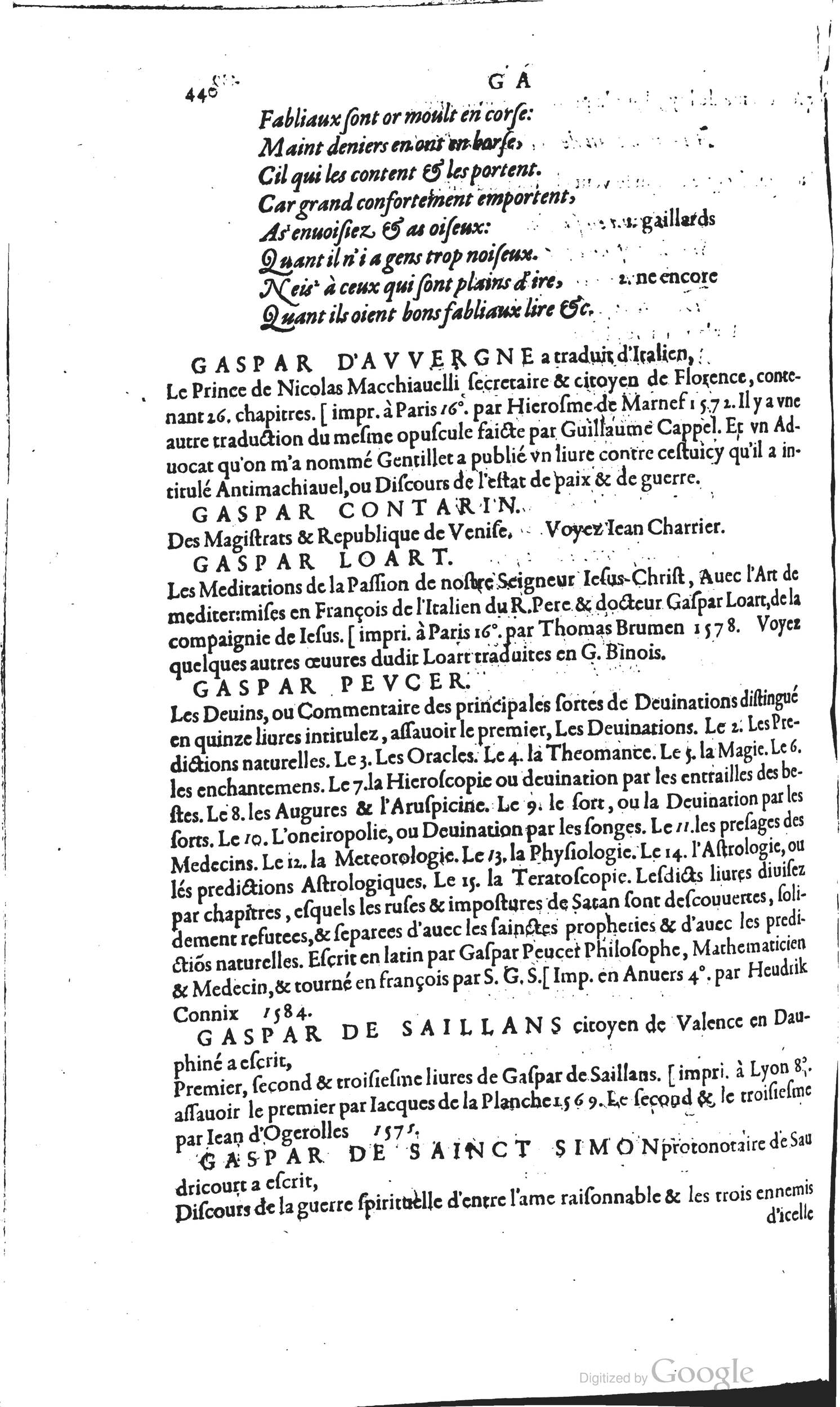 1585 - Barthélemy Honorat - Bibliothèques françaises - BSB Munich