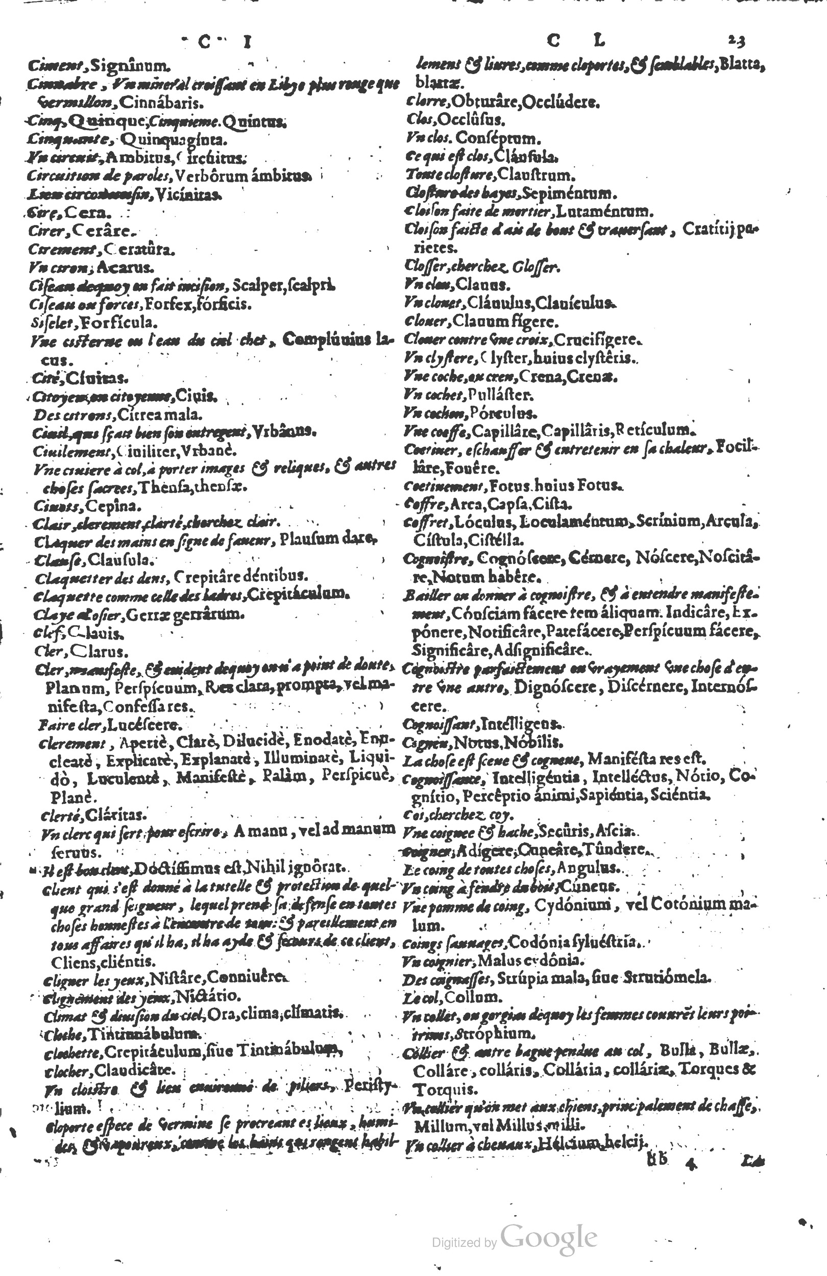 1578 - Louis Cloquemin - Trésor des mots et traits français - BSB Munich
